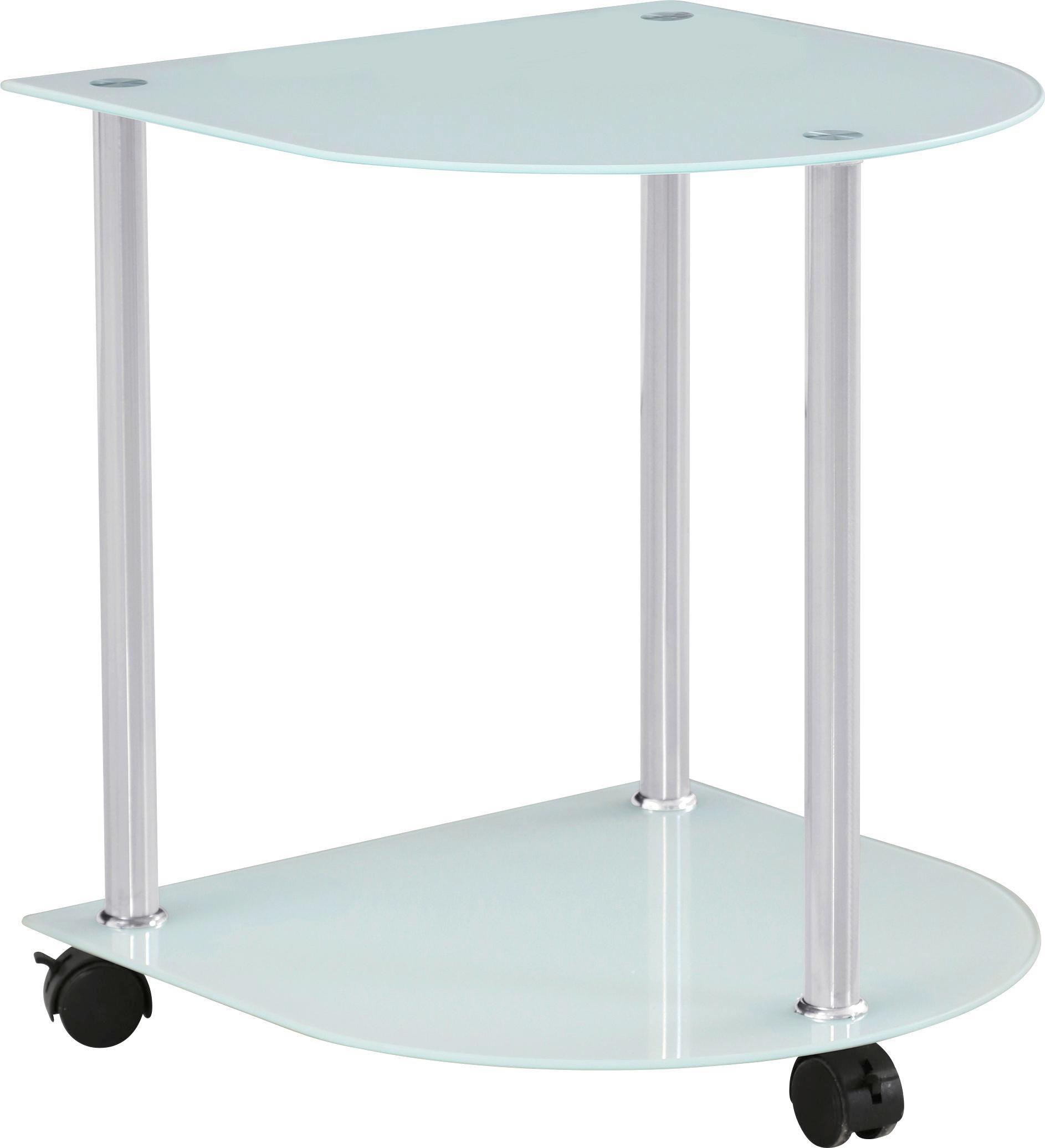 Kisasztal Klaus - Nemesacél/Fehér, modern, Üveg/Fém (40/45/40cm)