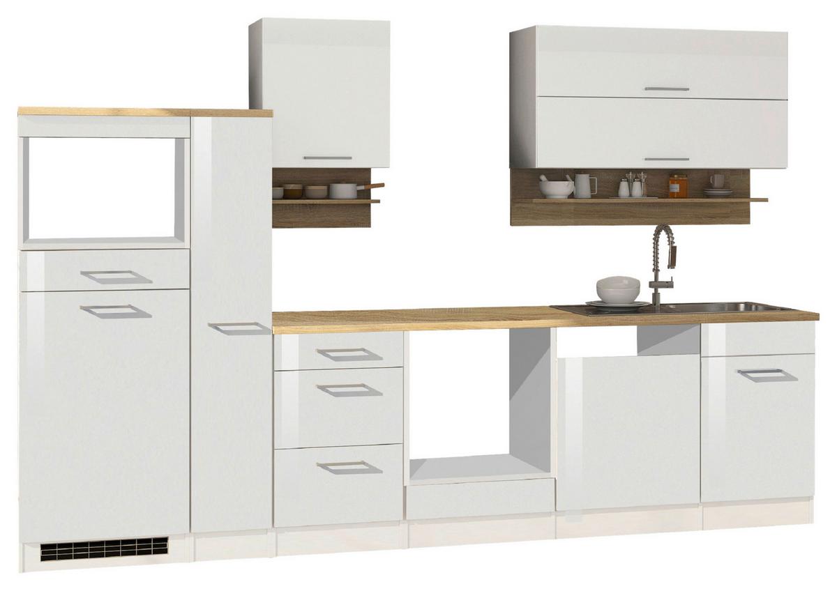 Küchenleerblock Mailand Weiß B: 310 Cm - Weiß Hochglanz/Weiß, MODERN, Glas/Holzwerkstoff (310cm) - Held