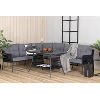Loungegarnitur 2-tlg Berlin Metall/glas/dekor Mit Kissen - Schwarz, KONVENTIONELL, Metall (173/196cm) - Gardenson