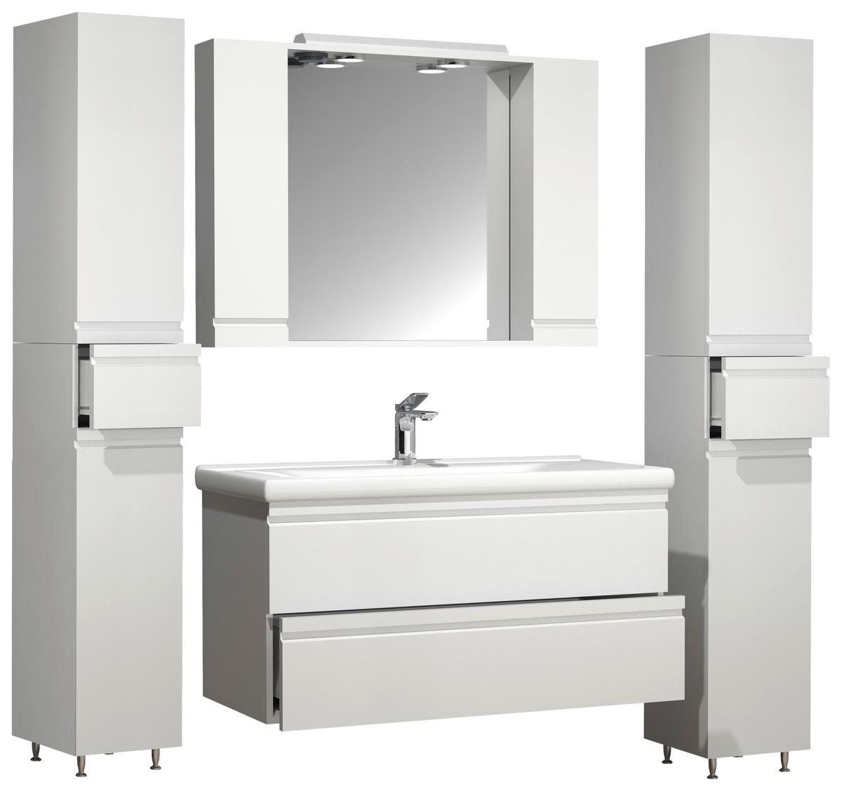 Badezimmer Silora XL - Weiß, MODERN, Glas/Keramik (160cm) - MID.YOU