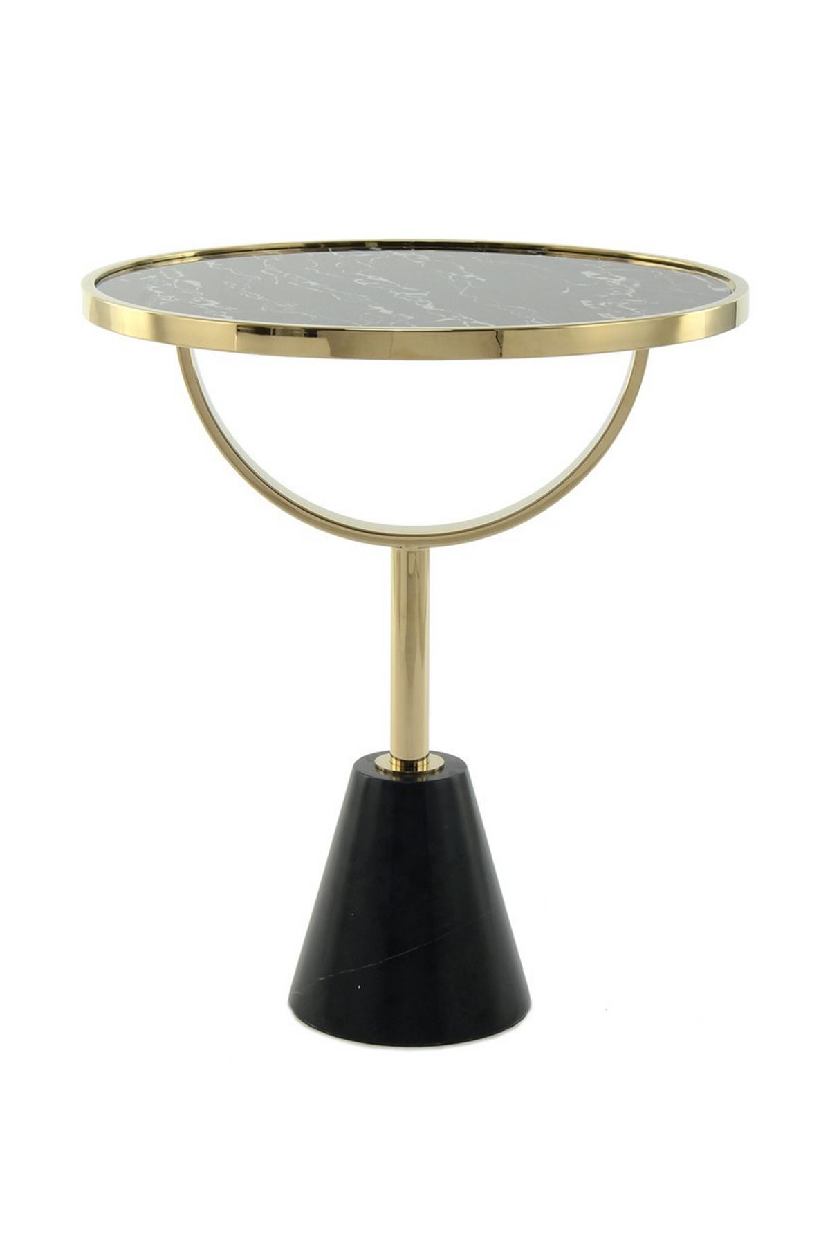 Beistelltisch Oscar Schwarz, Goldfarben B: 46 cm - Goldfarben/Schwarz, Design, Glas/Stein (46/54/46cm) - Kayoom