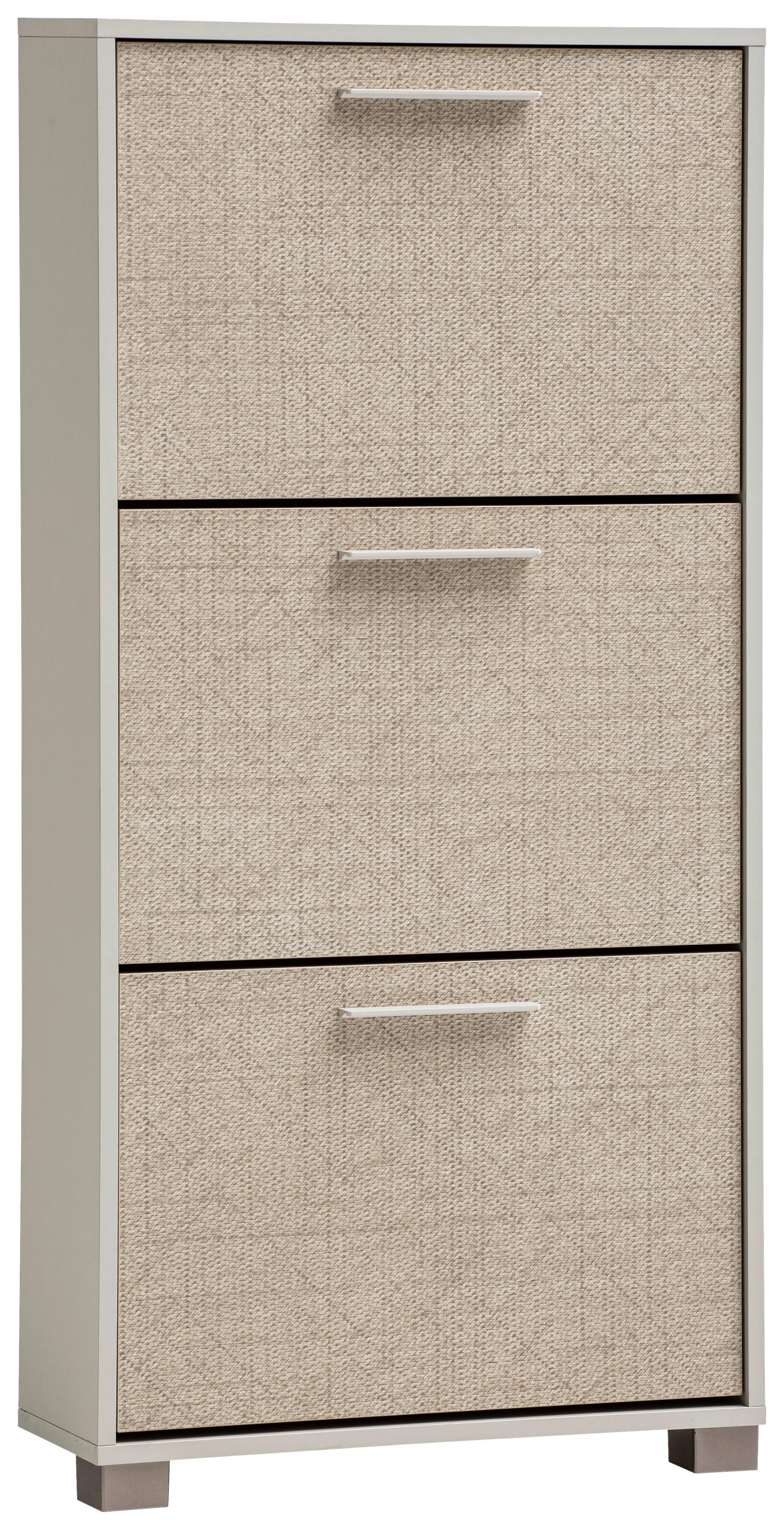 Schuhkipper Edno, Beige 59,8 Cm - Beige/Weiß, Design, Holzwerkstoff/Kunststoff (59,8/124/19,55cm) - MID.YOU