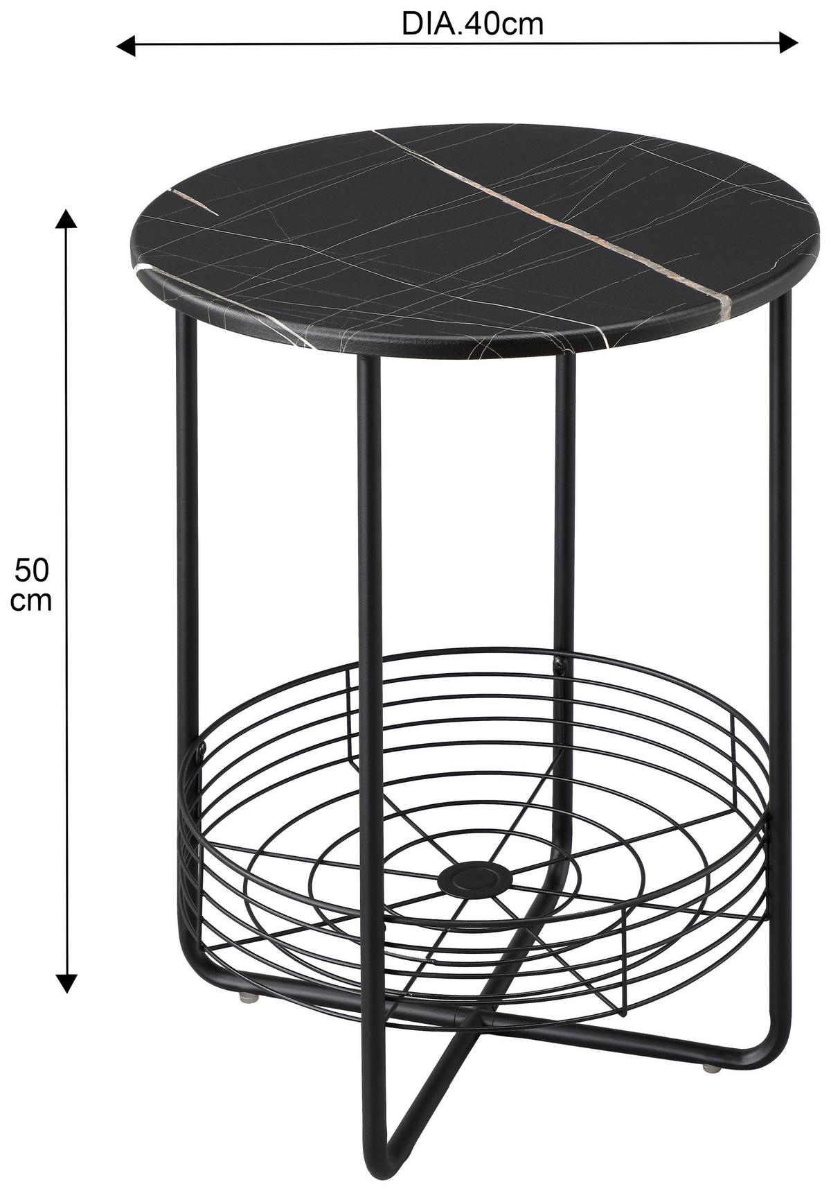Beistelltisch Neapal Schwarz B: 40 cm - Schwarz, Trend, Holzwerkstoff/Metall (40/50cm)