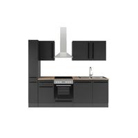 Küchenblock Jazz 8 250 Schwarz B: 250 cm - Eichefarben/Schwarz, LIFESTYLE, Holzwerkstoff (250cm) - P & B