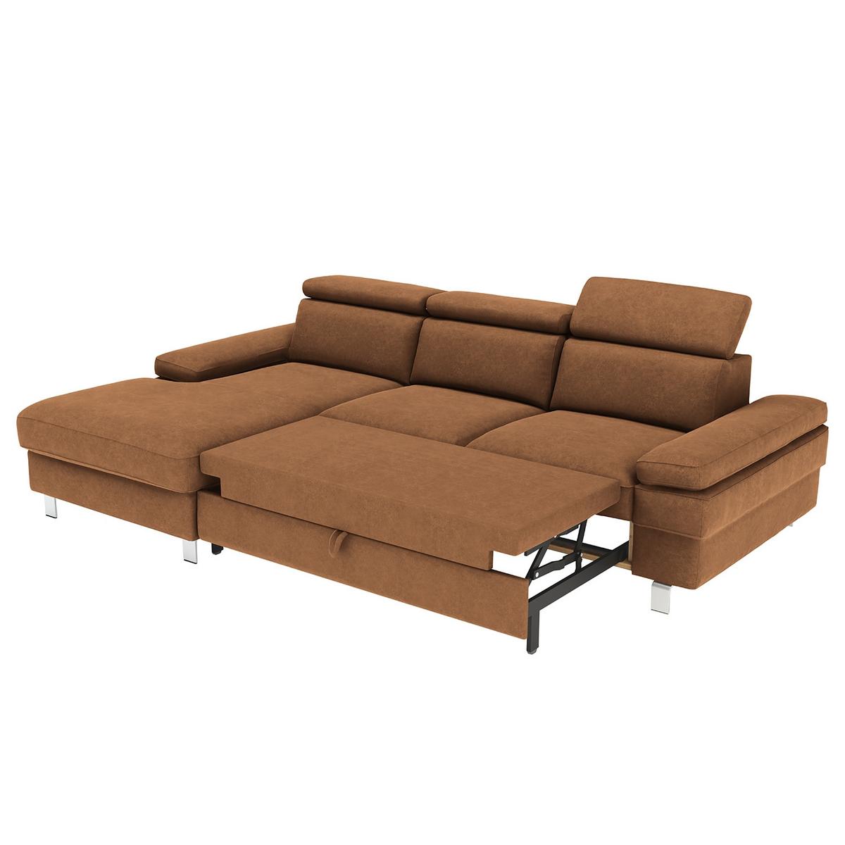 Ecksofa Elvis, Braun S: 182x259 Cm - Silberfarben/Braun, KONVENTIONELL, Textil (182/259cm) - Trendmanufaktur