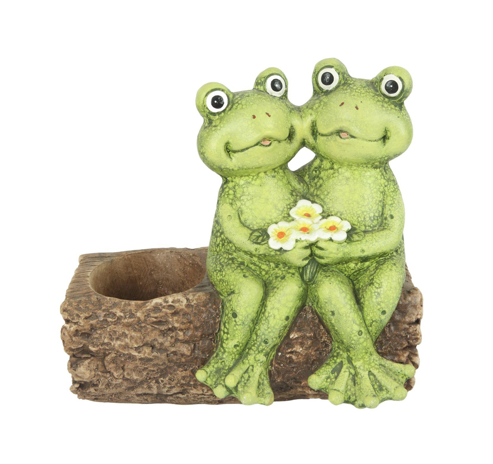 Blumentopf Frogi - Braun/Grün, KONVENTIONELL, Stein (30/19/29cm) - Luca Bessoni