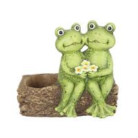 Blumentopf Frogi - Braun/Grün, KONVENTIONELL, Stein (30/19/29cm) - Luca Bessoni