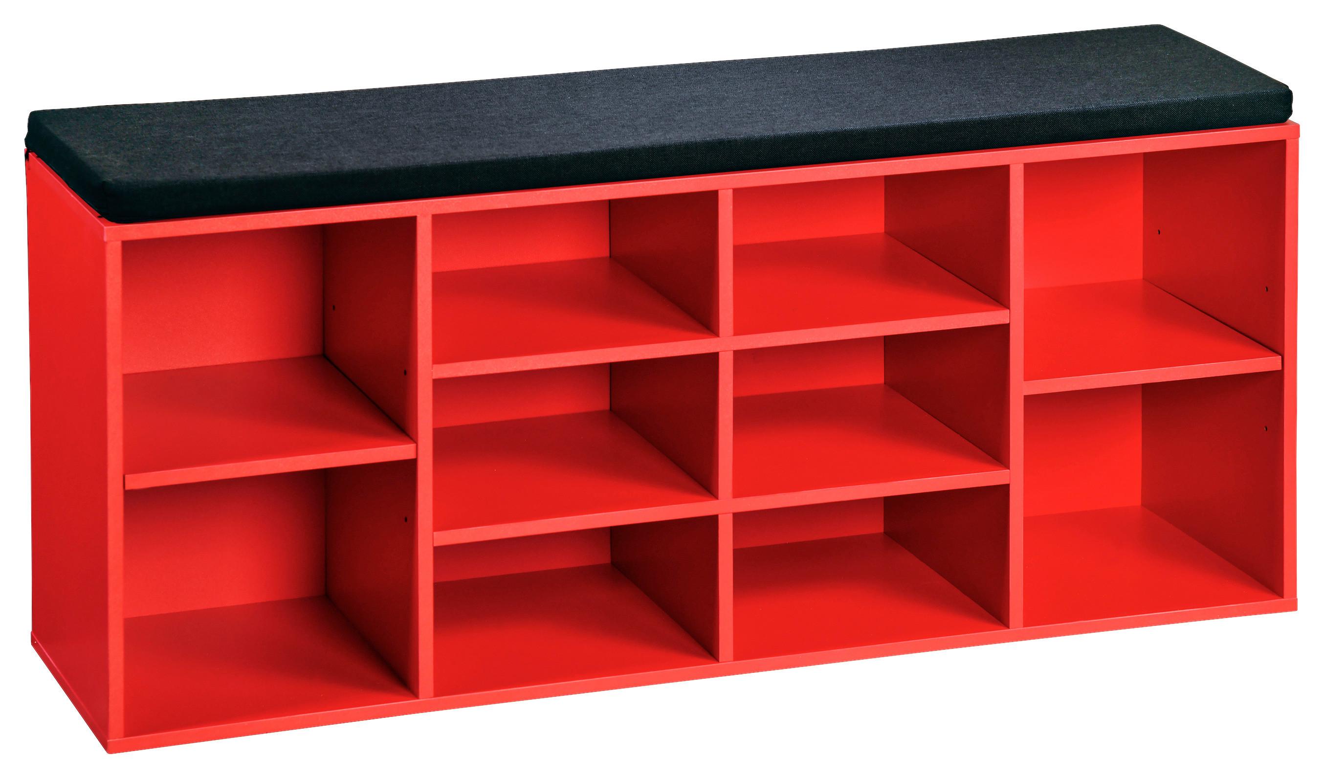 Schuhregal Mit Sitzkissen - Rot/Schwarz, Basics, Holzwerkstoff/Textil (103,5/48/29,5cm) - Kesper