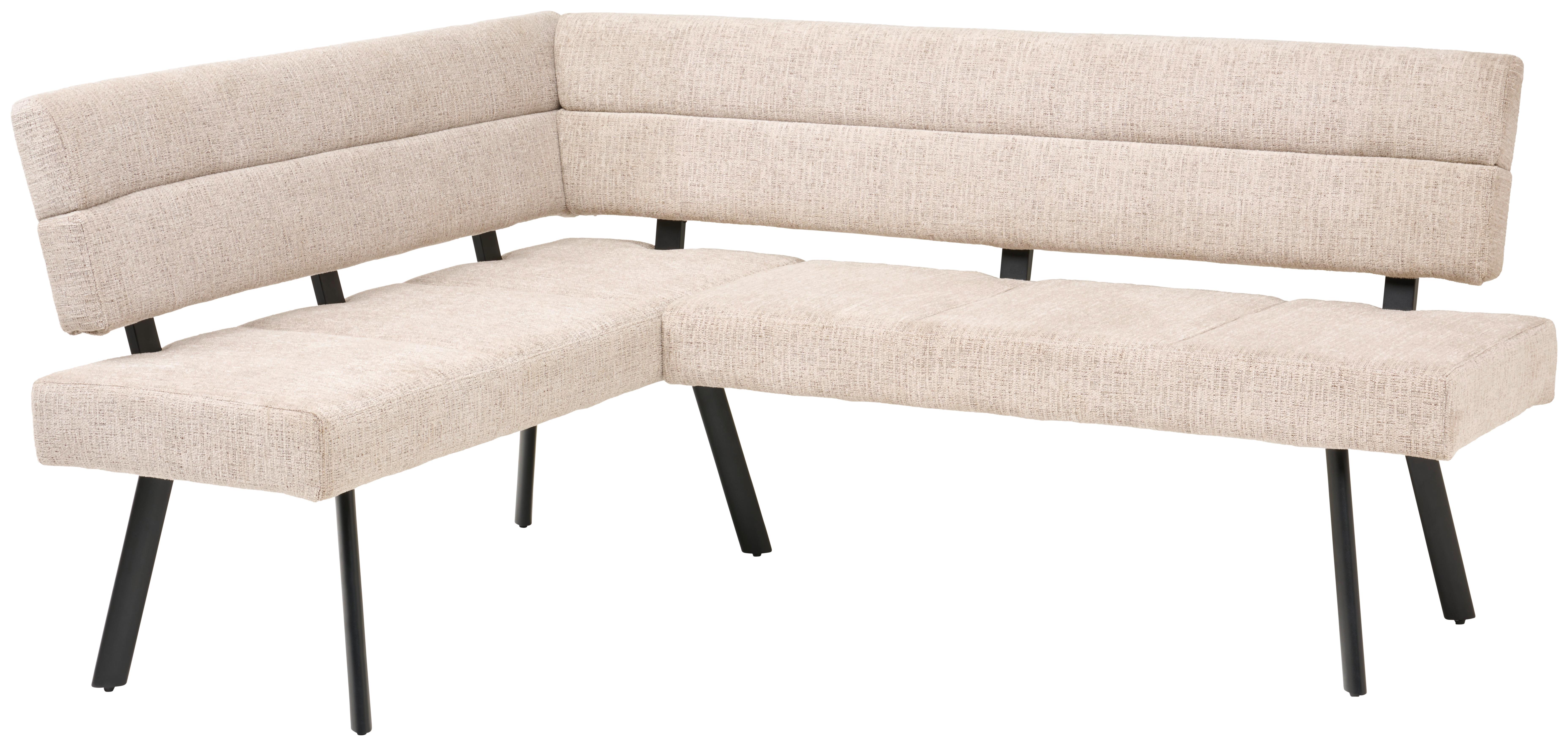 Eckbank Paros Beige, S: 150x190cm - Beige/Schwarz, KONVENTIONELL, Textil/Metall (150/190cm) - MID.YOU