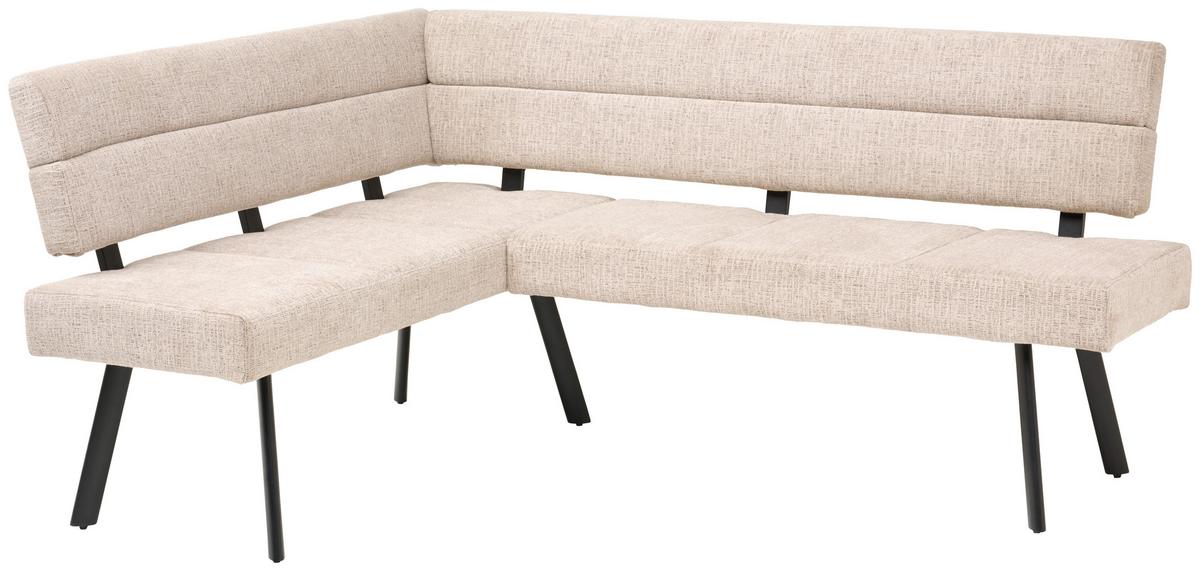 Eckbank Paros Beige, S: 150x190cm - Beige/Schwarz, KONVENTIONELL, Textil/Metall (150/190cm) - MID.YOU