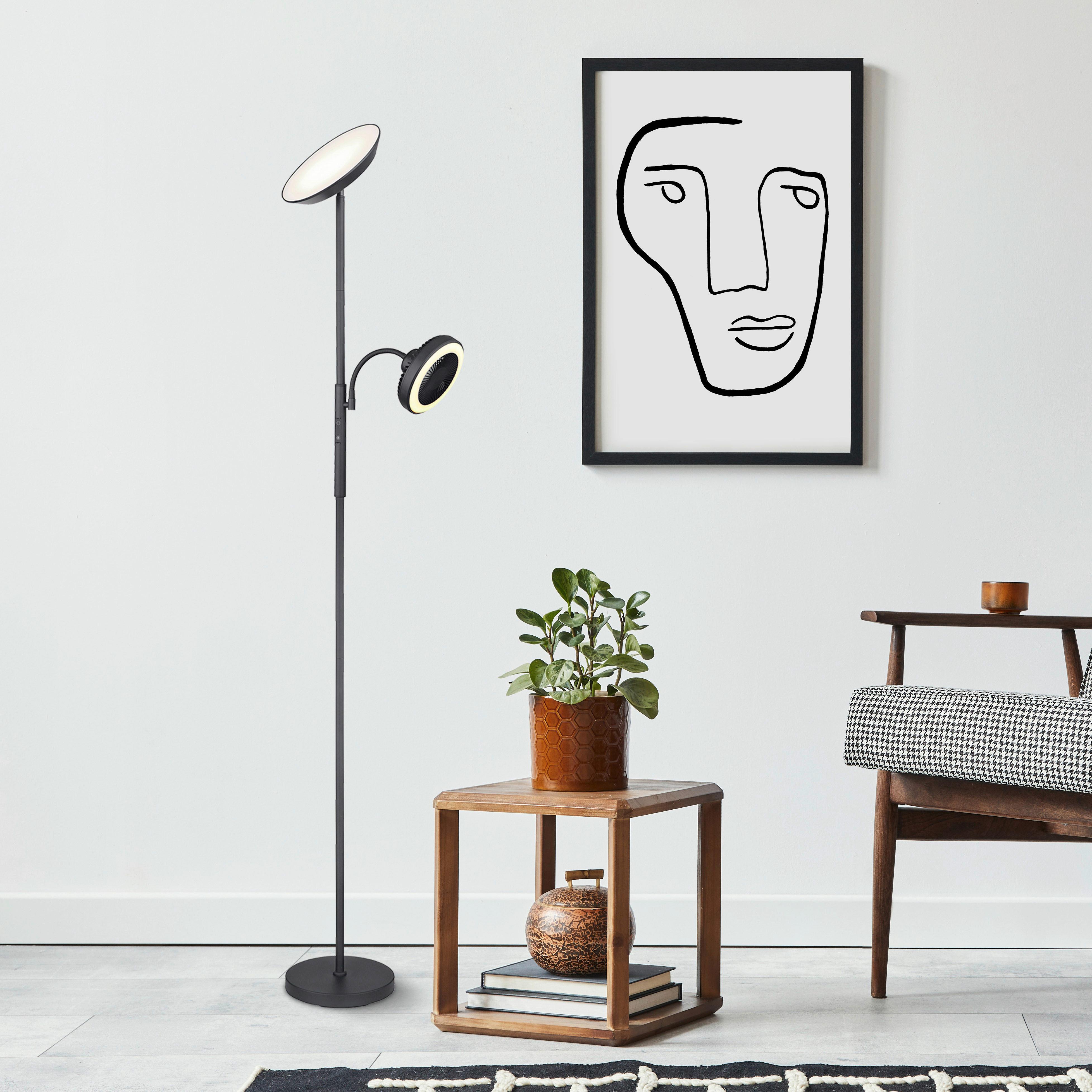 LED-Stehleuchte 58008 - Opal/Schwarz, KONVENTIONELL, Kunststoff/Metall (33,7/25/178cm) - Globo