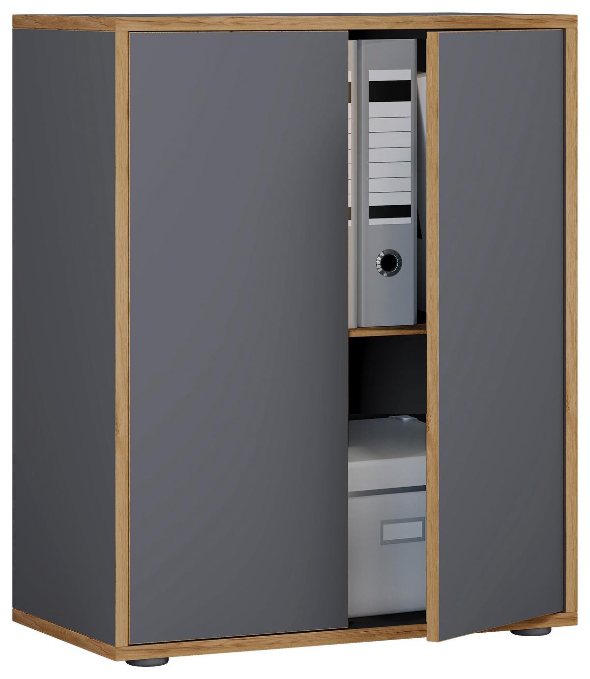 Aktenschrank Salia Anthrazit, Honigeiche B: 60 cm - Honigeiche/Anthrazit, Design, Holzwerkstoff (60/74/33cm) - MID.YOU