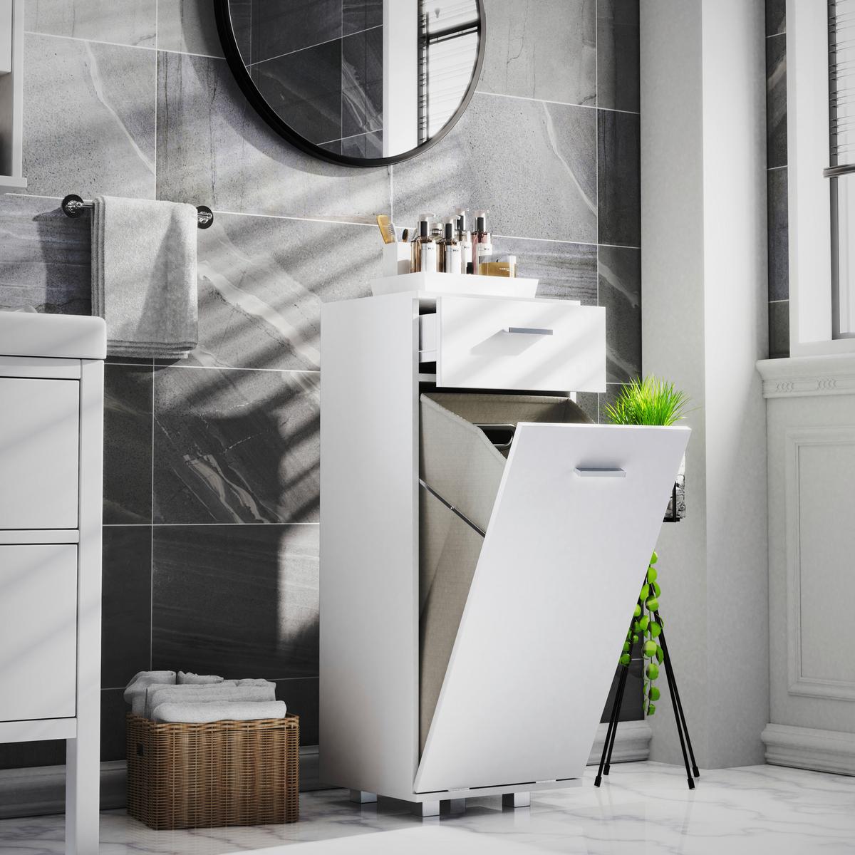 Midischrank Zalo S Weiß, B: 40m - Silberfarben/Weiß, MODERN, Holzwerkstoff/Kunststoff (40/101/35cm) - MID.YOU