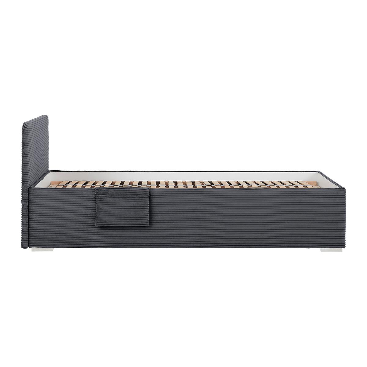 Posteľ Remi s bočnicami 90x200, poťah grafitový - prírodná farba/grafitová, Konventionell, drevo/textil (90/200cm) - Based