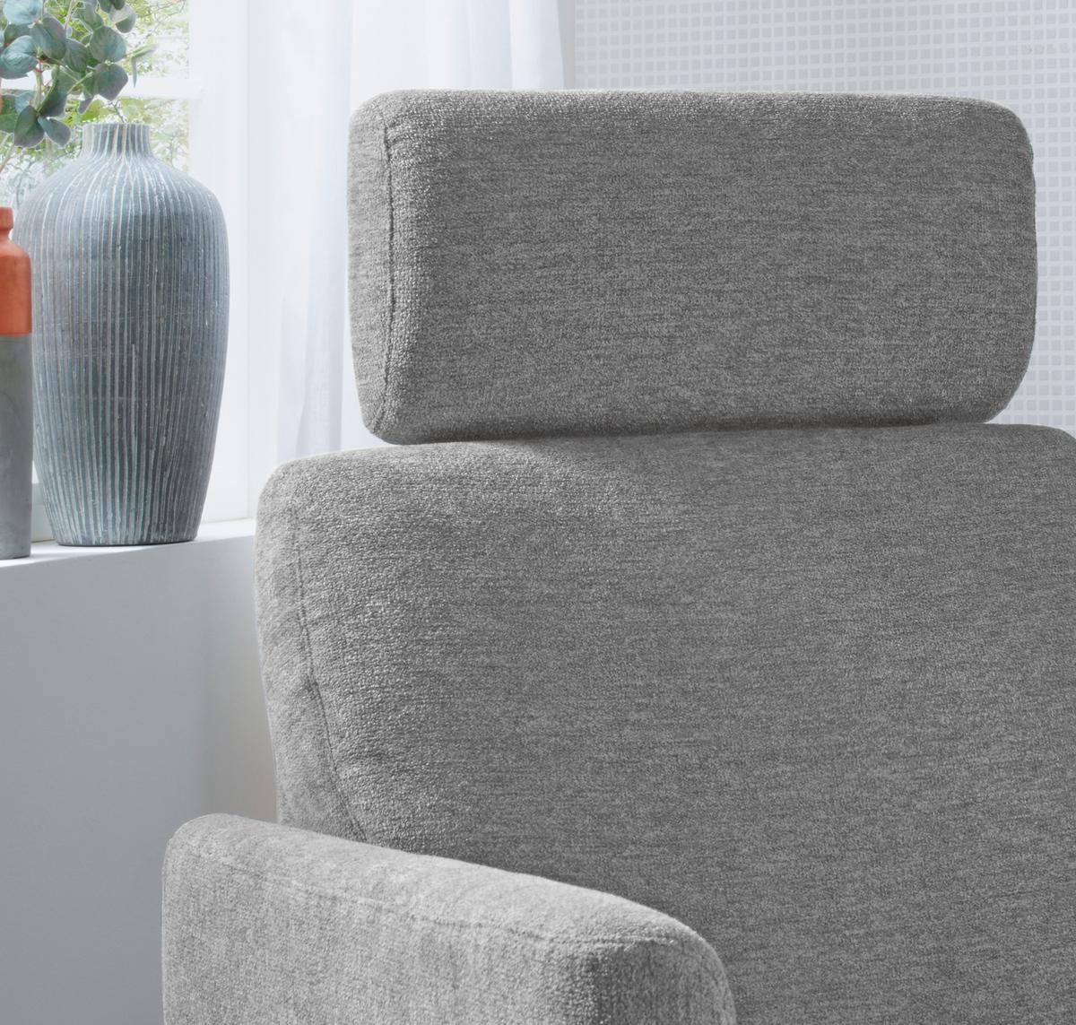 Relaxsessel Centrale T: 87-154 cm, Silberfarben - Silberfarben/Schwarz, MODERN, Textil (77/105/87-154cm) - Livetastic