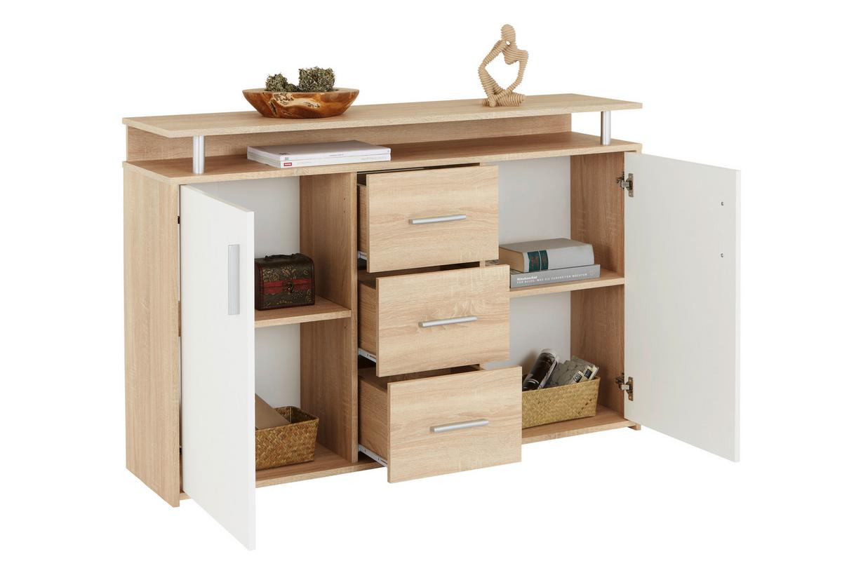 Komód Drift 132/88 Cm *top Ár* - tölgyfa színű/fehér, Modern, faalapú anyag (132/88/34,6cm) - Best Price