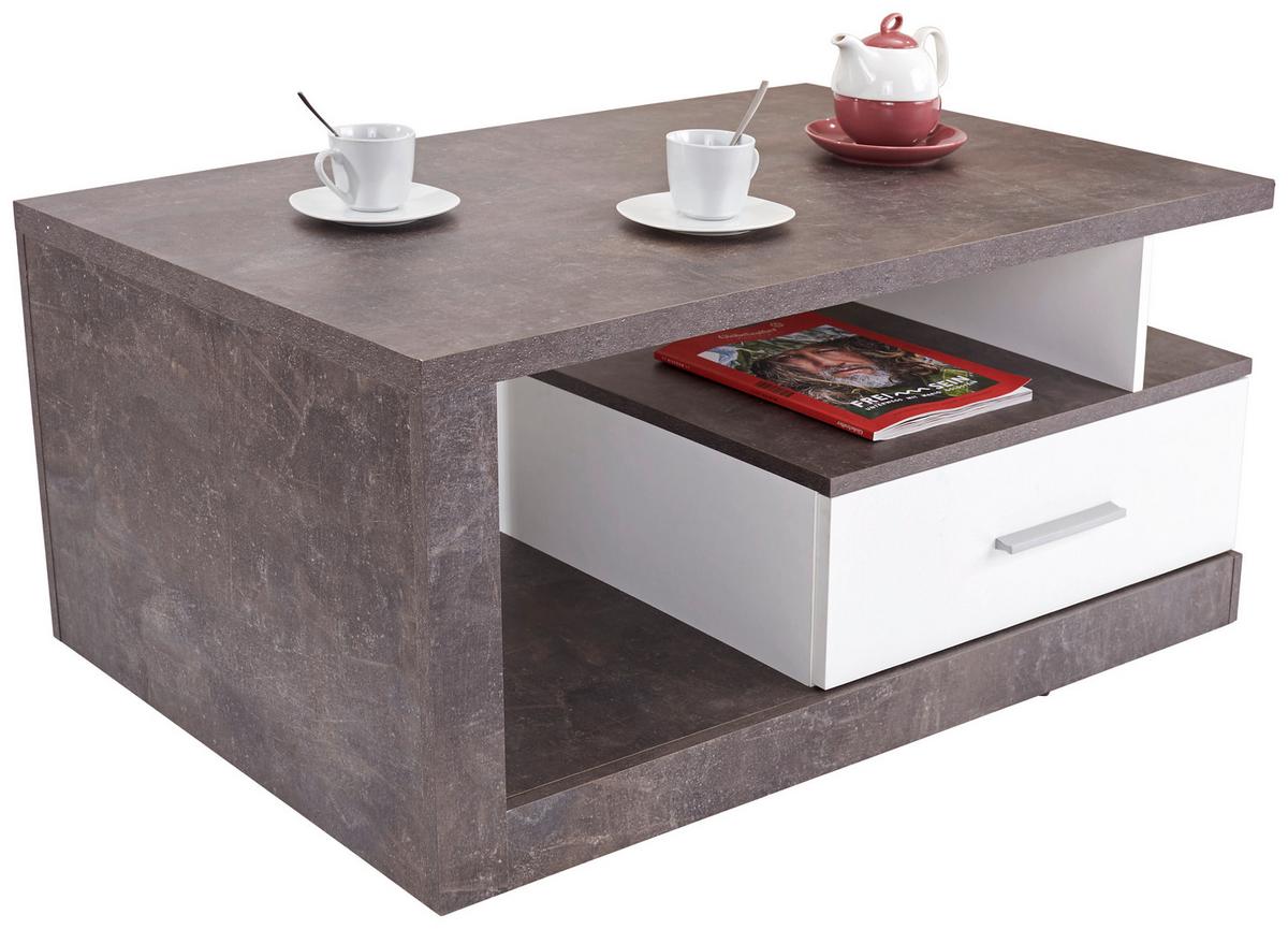 Couchtisch mit Stauraum Iguan, Betonoptik Dunkel/Weiß - Dunkelgrau/Weiß, MODERN, Holzwerkstoff (110/45/67cm)