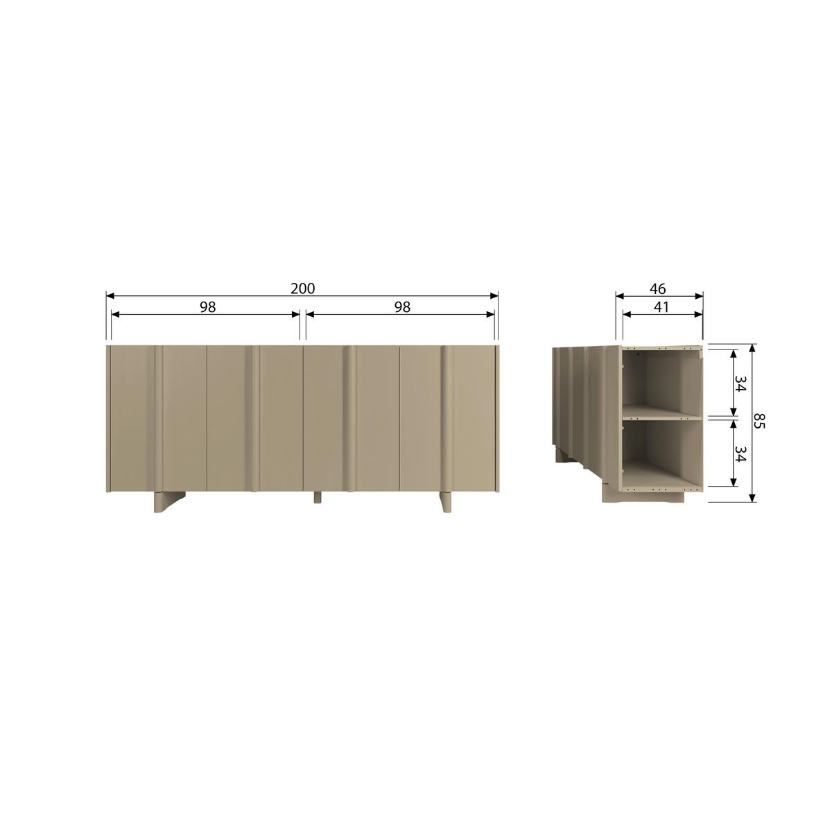 Sideboard Basu Schlammfarben B: 200 Cm - Schlammfarben, Design, Holz (200/85/46cm) - Livetastic