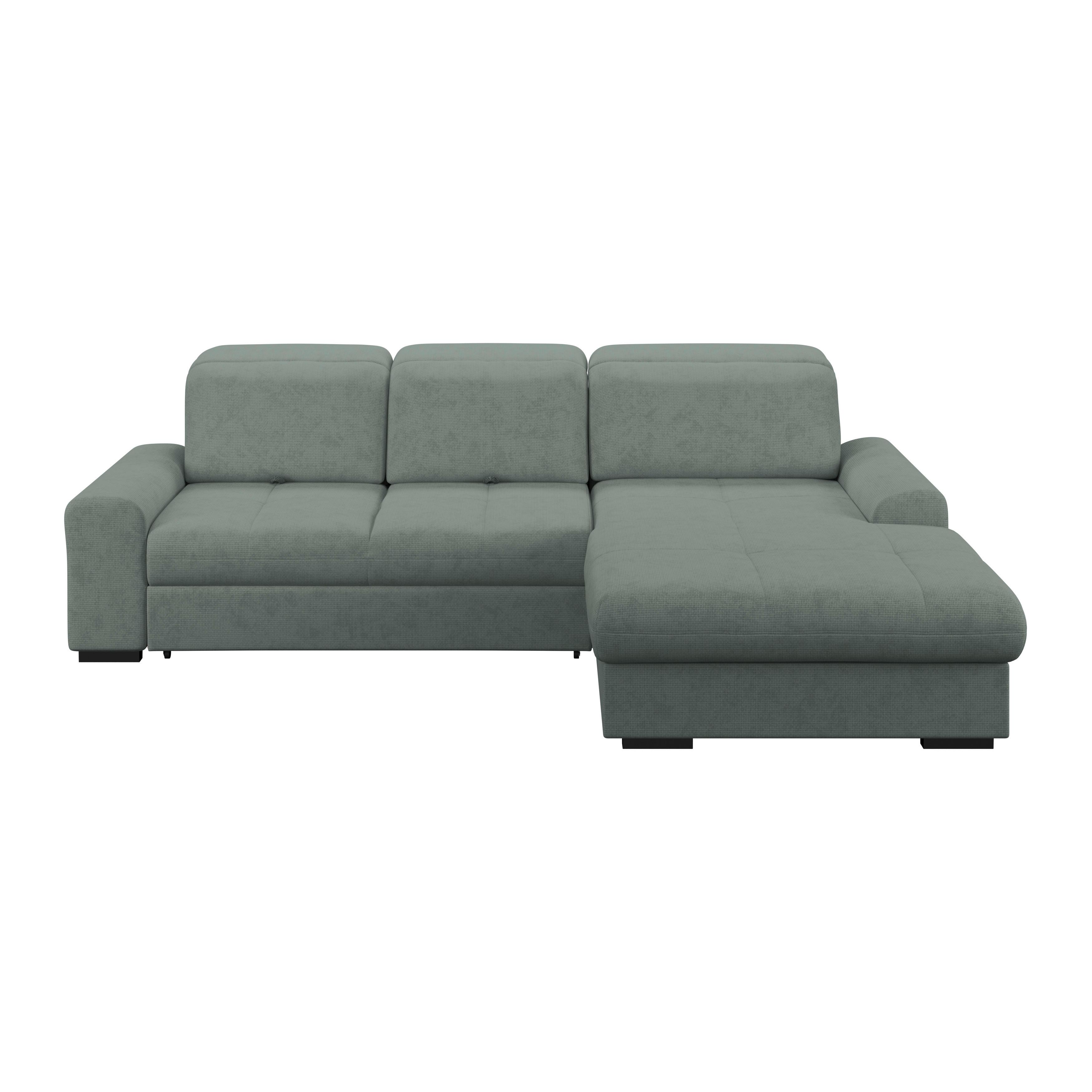 Ecksofa mit Bettfunktion Malaga new Chenille grün - Schwarz/Grün, KONVENTIONELL, Textil (286/203cm) - Ondega