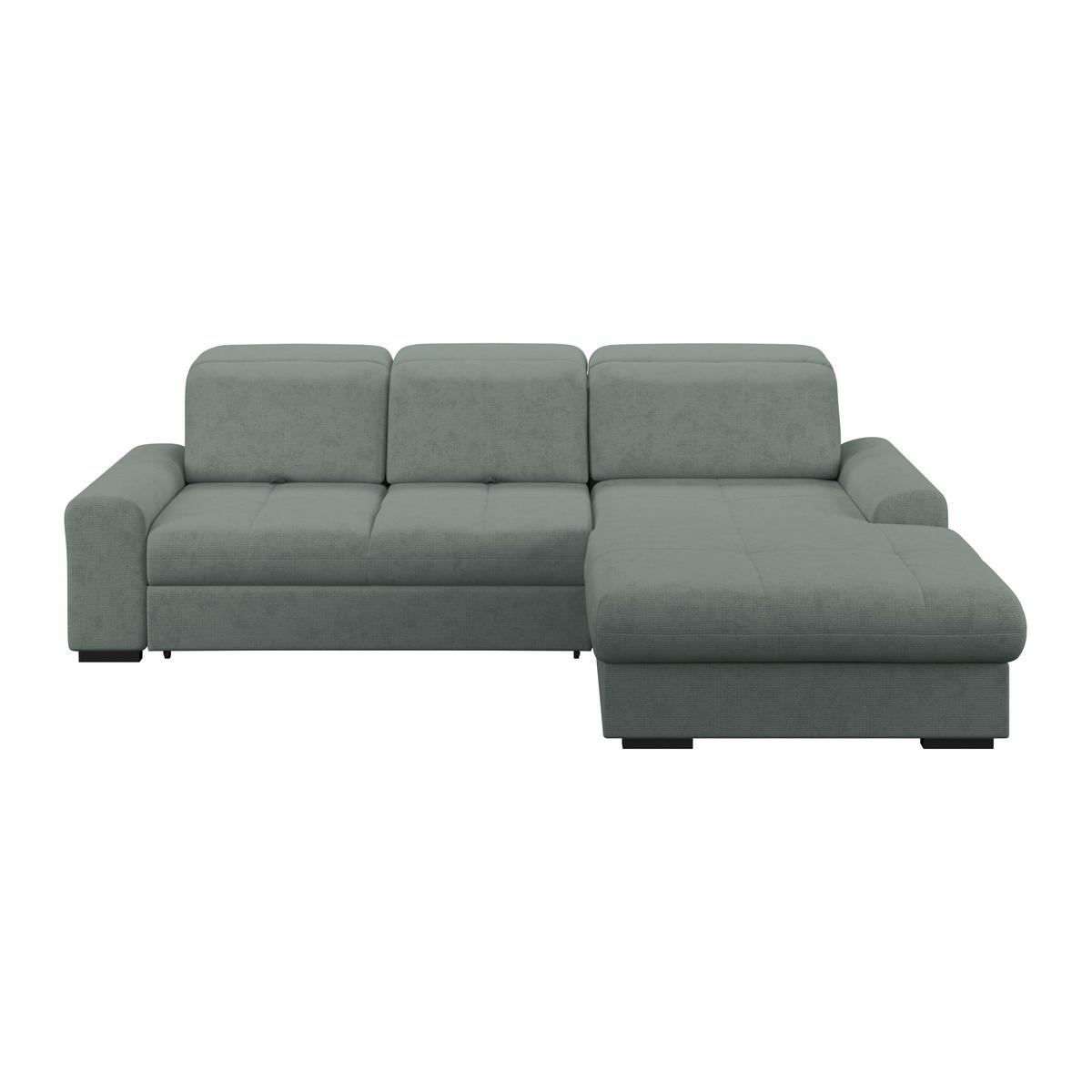 Ecksofa mit Bettfunktion Malaga new Chenille grün - Schwarz/Grün, KONVENTIONELL, Textil (286/203cm) - Ondega