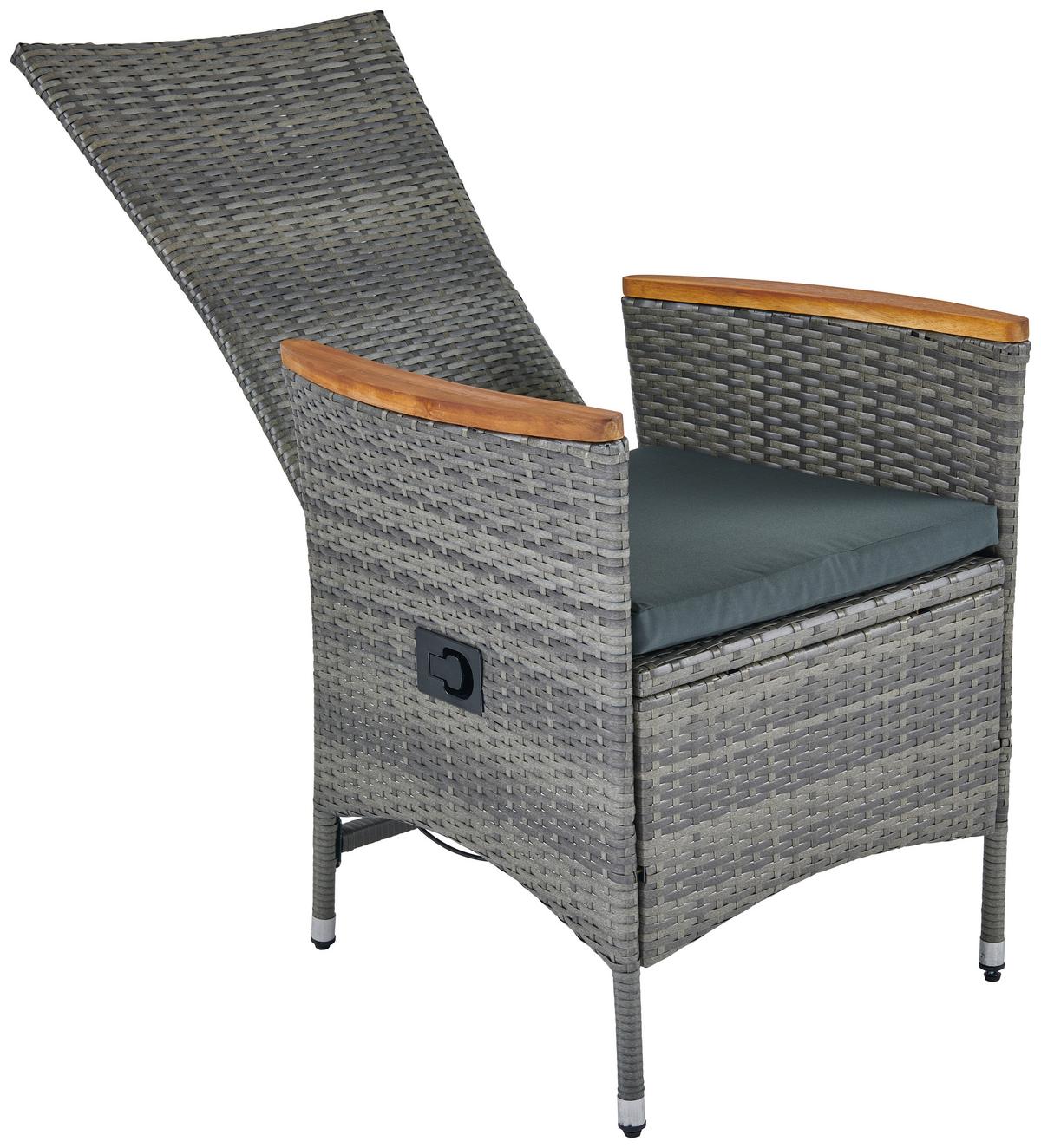 Gartengarnitur Korfu 7-teilig Aus Poly-Rattan Mit Kissen - Grau, MODERN, Holz/Kunststoff (150/90/75cm) - Luca Bessoni