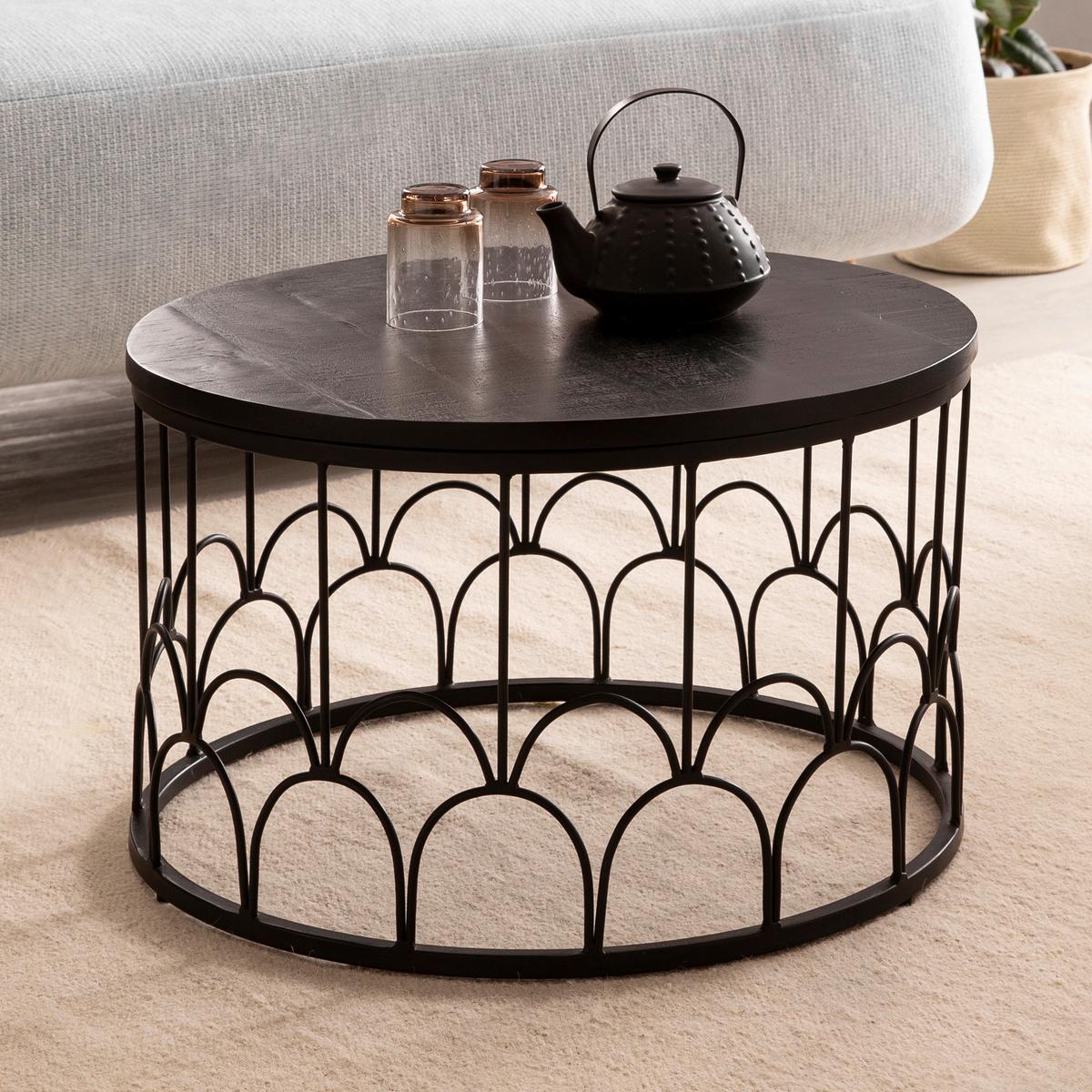 Konferenční stolek mangové dřevo - černá, Design, kov/dřevo (60/36cm) - MID.YOU