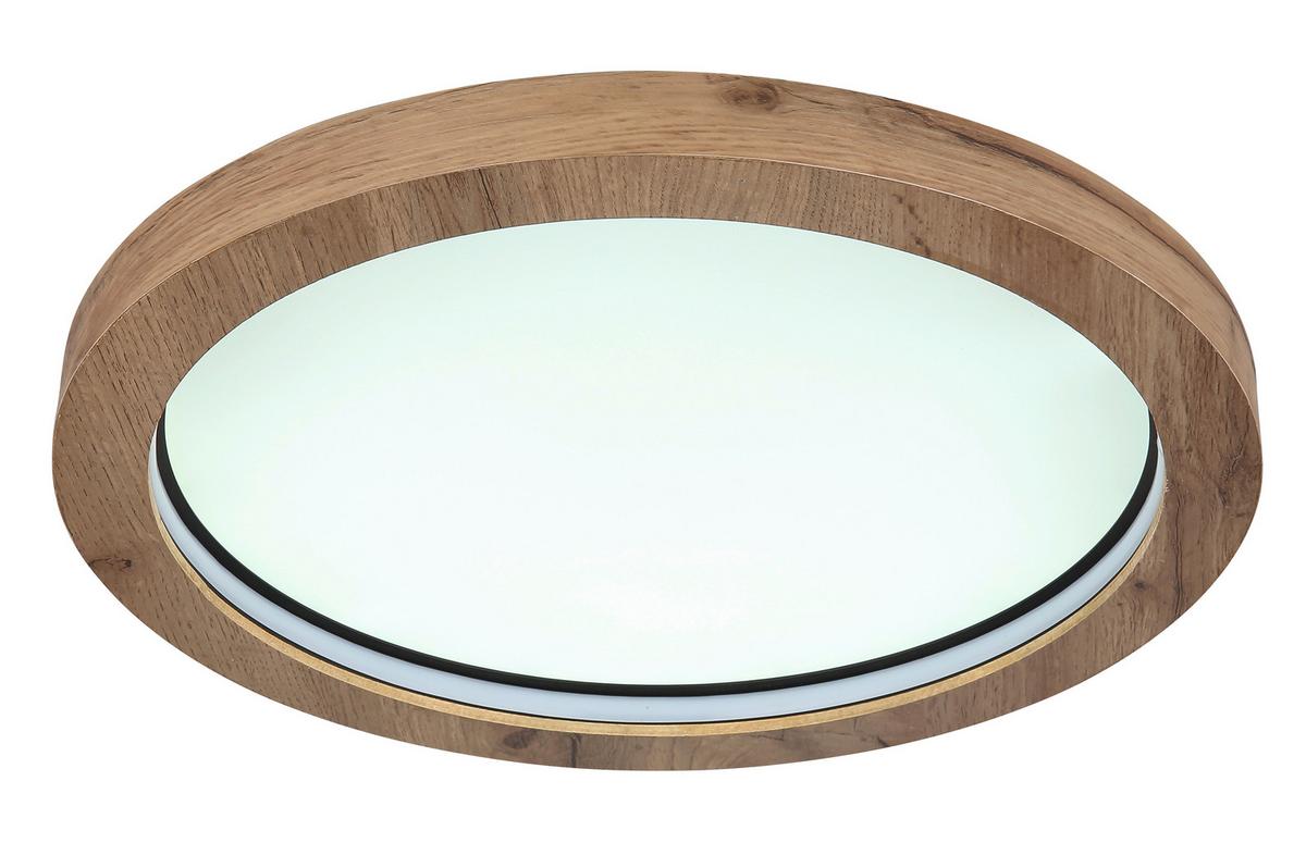 LED-Deckenleuchte 41374-24r - Dunkelbraun/Opal, Natur, Holzwerkstoff/Kunststoff (40/6,5cm) - Globo