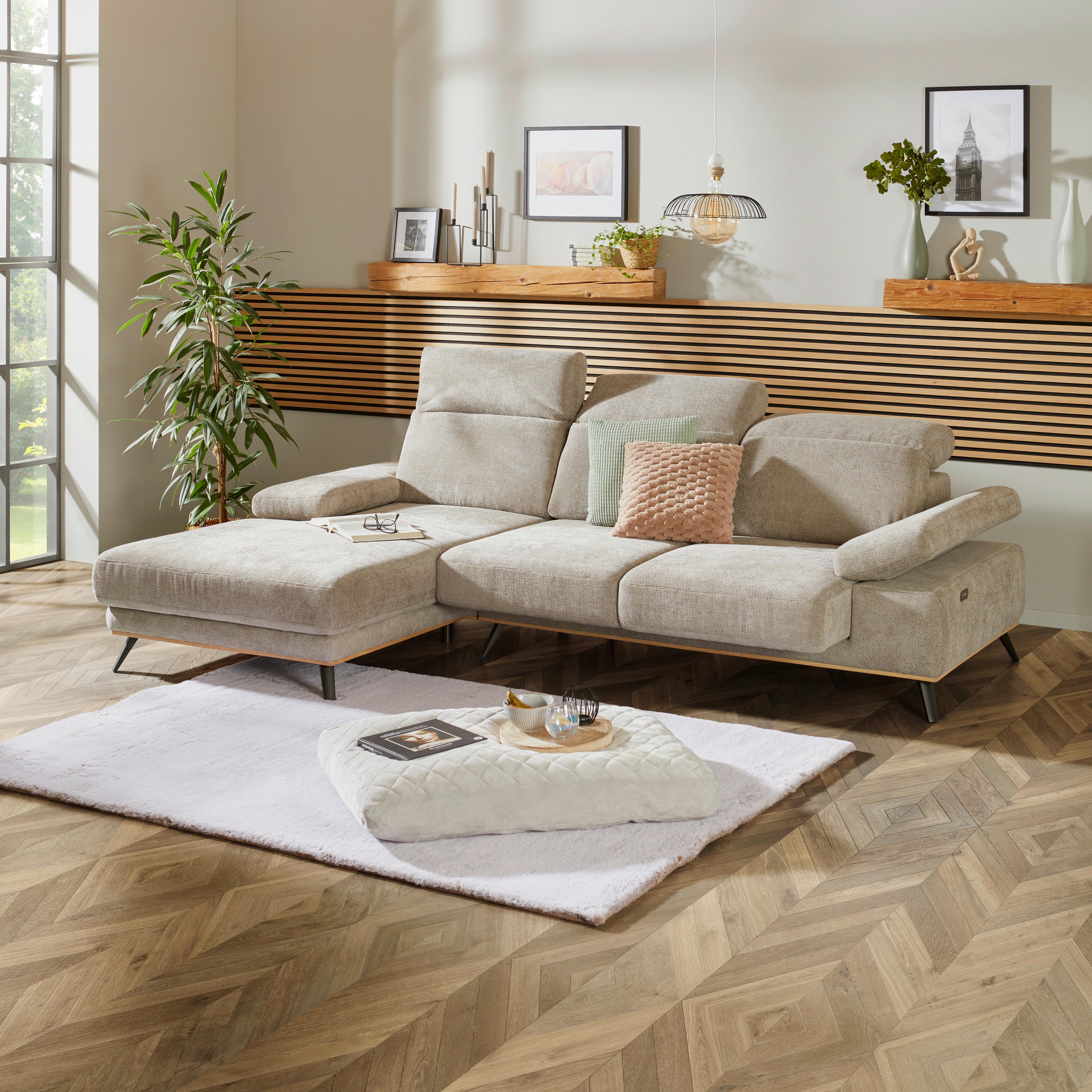 Ecksofa Royce - Taupe/Schwarz, MODERN, Textil (194/283cm)