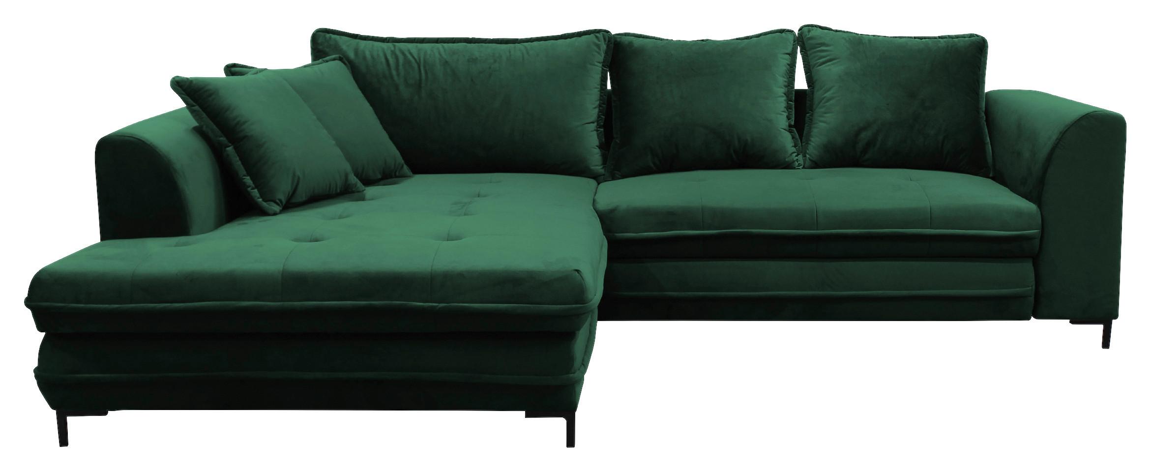 Ecksofa mit Schlaffunktion Bello mit Kissen Grün - Schwarz/Grün, Design, Textil (187/277cm) - P & B
