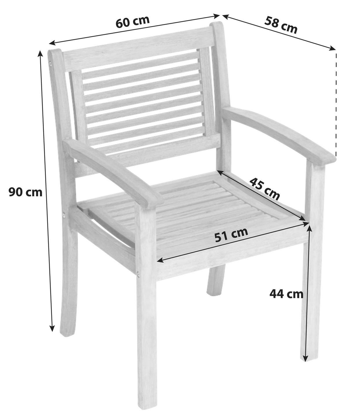 Gartensessel Klappbar Cordoba Echtholz - Naturfarben, Basics, Holz (60/90/58cm) - Gardenson