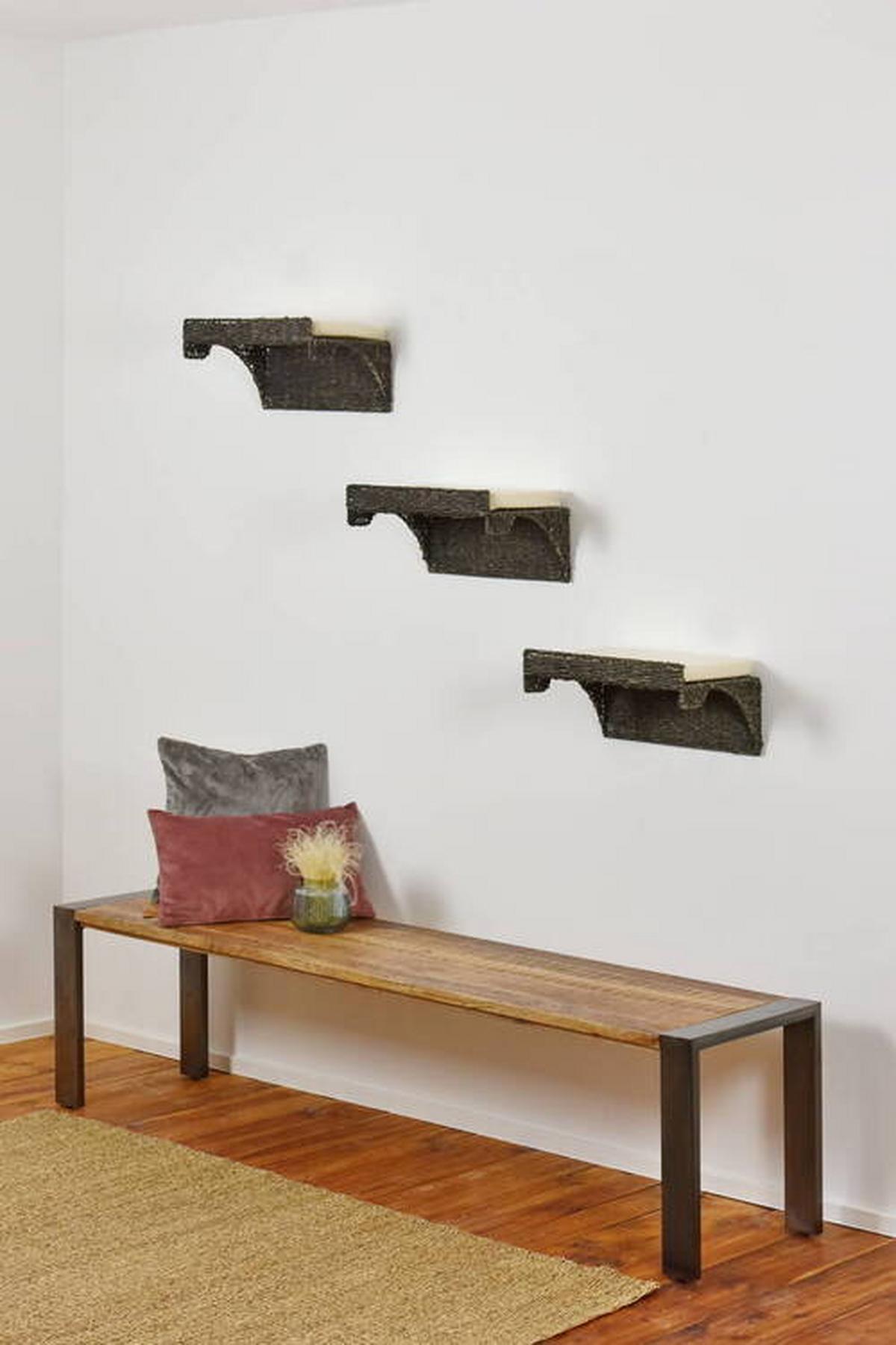 Wandmulde Sammy Schwarz L: 40 cm - Schwarz, Naturmaterialien/Metall (40/25/15cm)