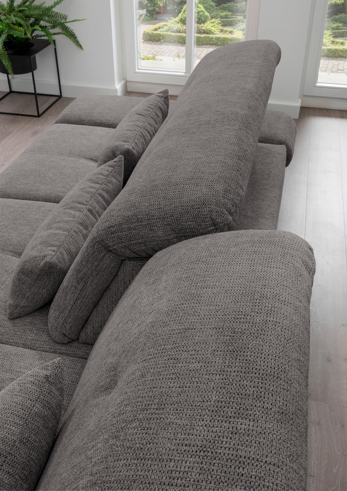 Ecksofa mit Schlaffunktion Dalida Graubraun Chenille - Chromfarben/Graubraun, Design, Textil (300/196cm) - Livetastic