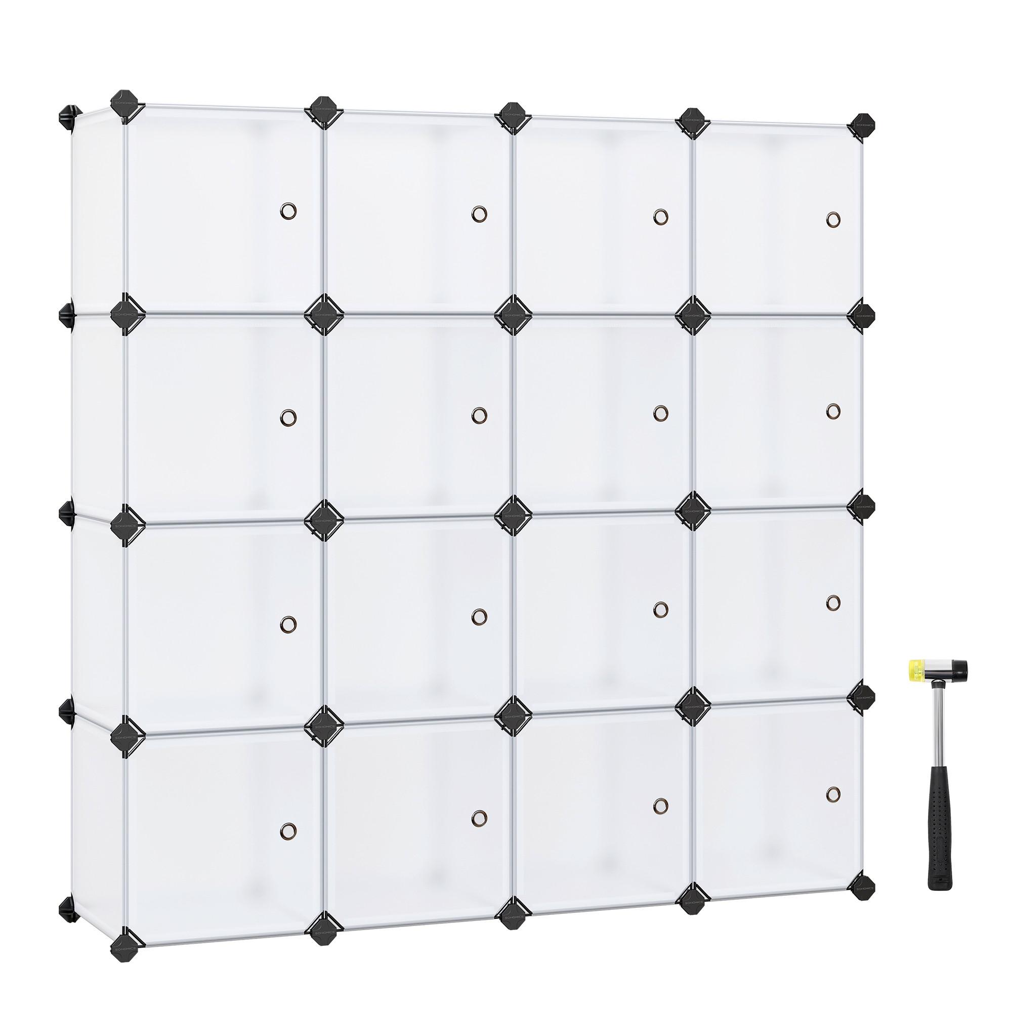 Regalkombination 16 Würfel B: 153 cm Metall/Weiß - Weiß, Basics, Kunststoff/Metall (16x30/30/31cm) - Boxxx