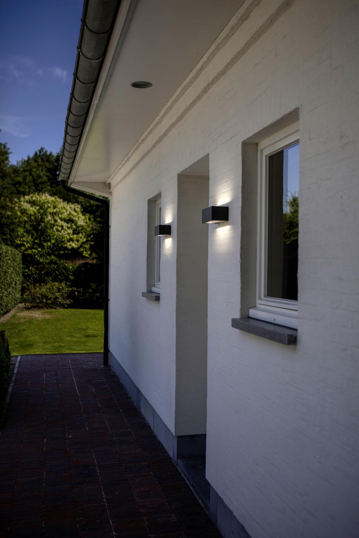 Außenwandleuchte Gemini 10,5w Glas Aluminium, Wandmontage - Klar/Anthrazit, Design, Glas/Metall (14/6,5/8,9cm)