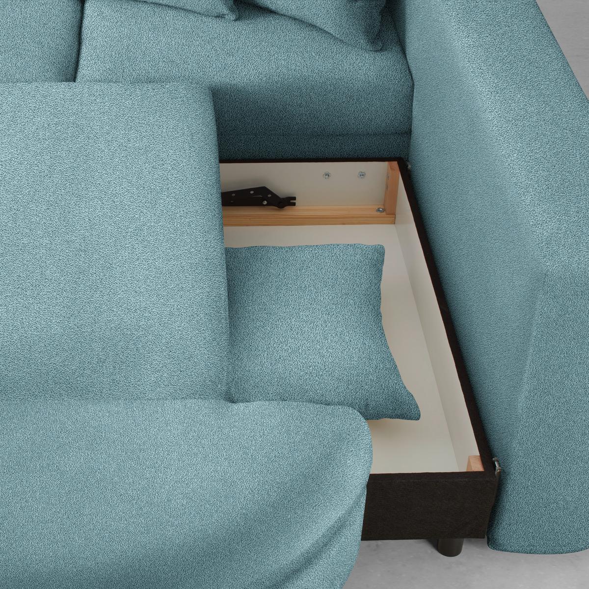 Rohová sedačka AXEL, pravá, modrá žinylka - modrá/černá, Moderní, kov/textil (291/250cm) - Mömax