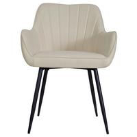 Armlehnstuhl Anna Beige Echtholz Beine - Beige/Schwarz, MODERN, Holz/Textil (57/79/58cm) - MID.YOU