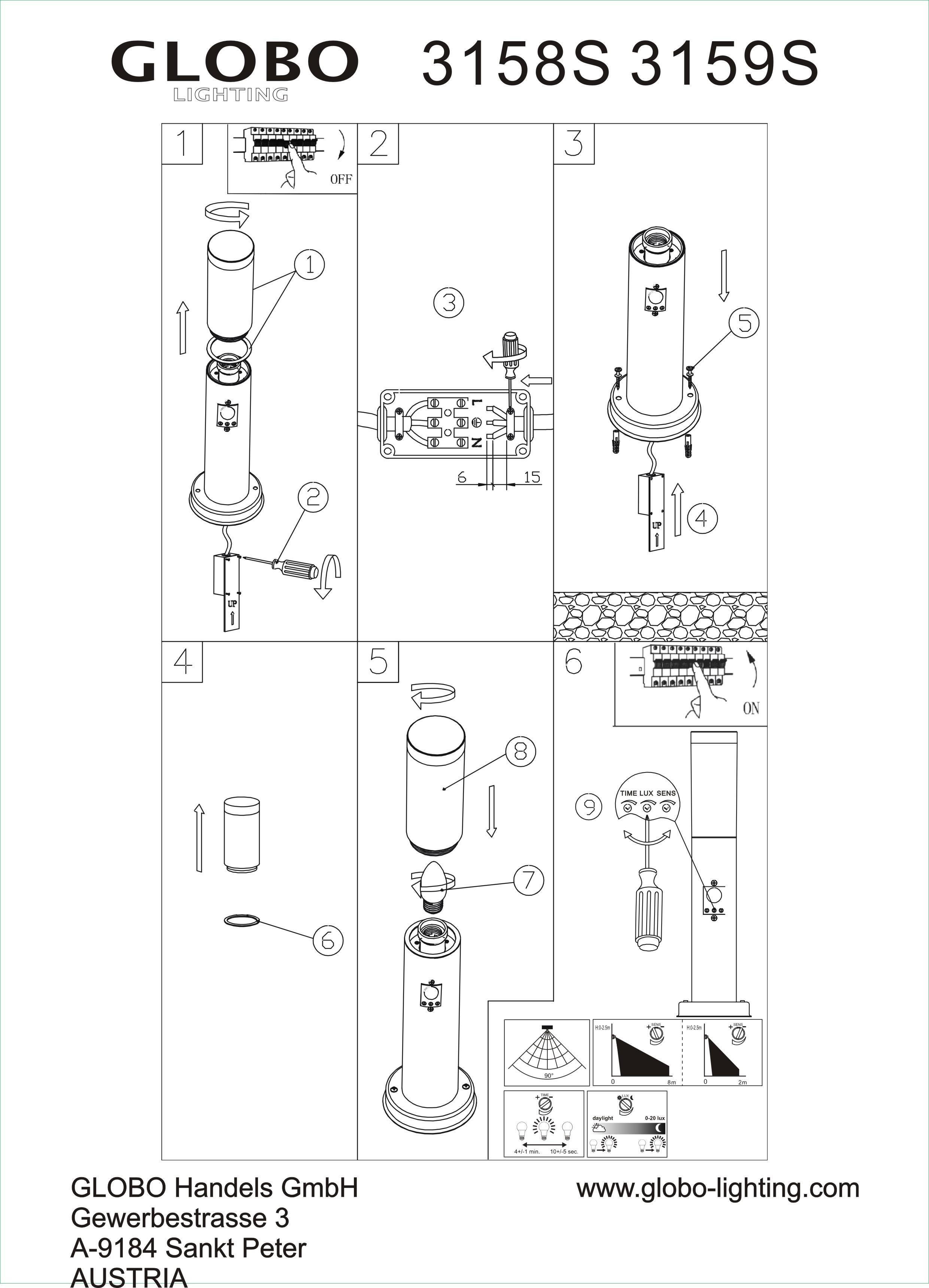 Led Außenleuchte Mit Bewegungsmelder Boston 60 Watt - Opal, Basics, Kunststoff/Metall (12,7/110cm) - Globo