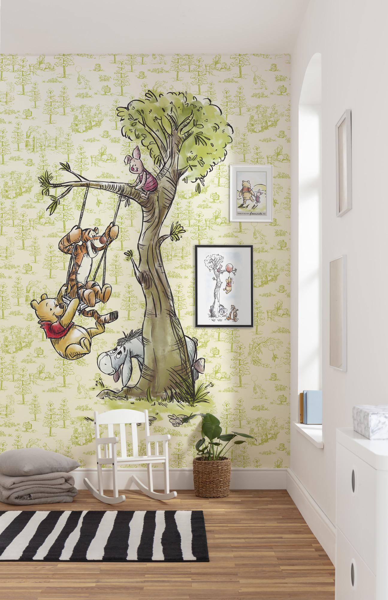Fototapete Winnie The Pooh In The Wood - Gelb/Braun, Trend, Textil (200/280cm)