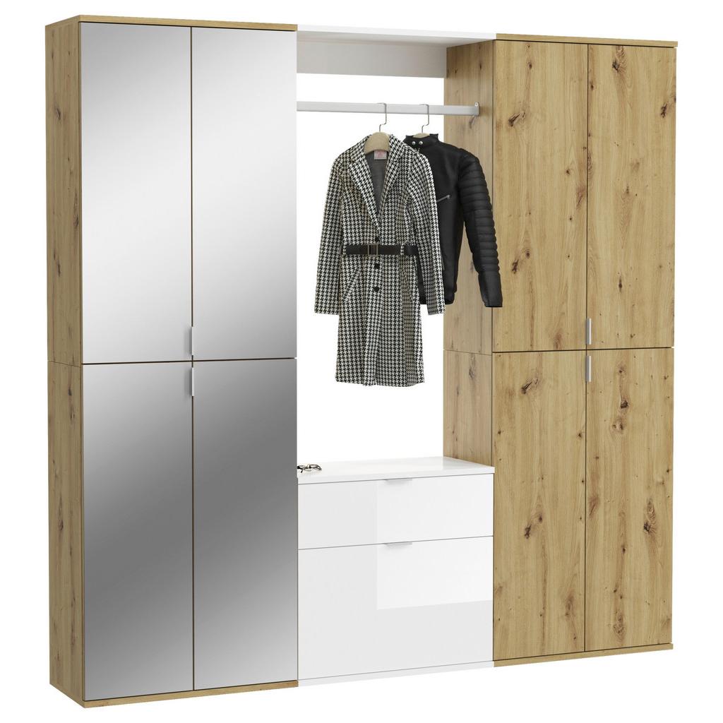 Garderobe Projekt X 3-Teilig Weiß/Eiche Artisan B: 183 cm