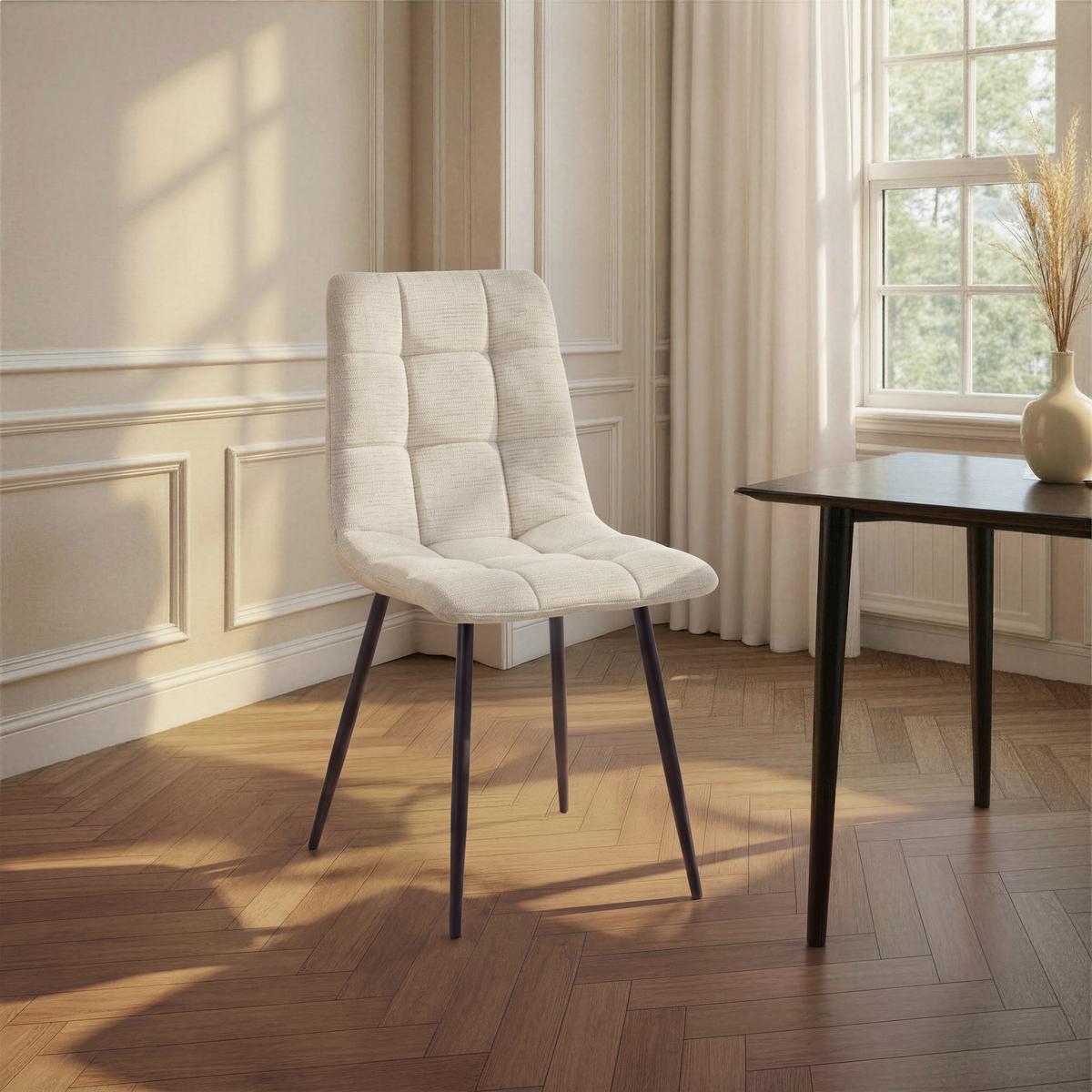 Polsterstuhl Lech beige - Beige/Schwarz, KONVENTIONELL, Holz/Textil (45/88/55cm)