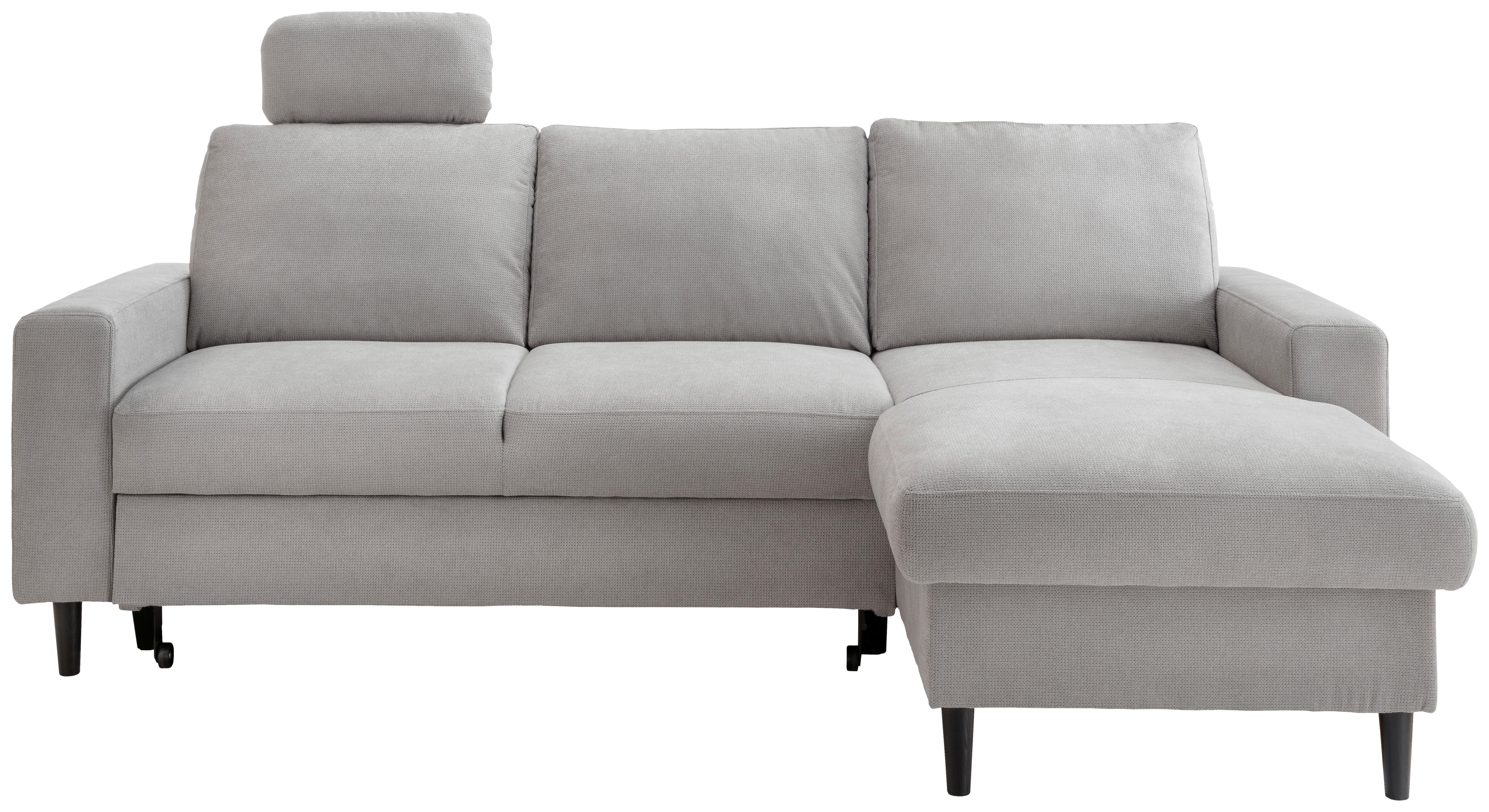 Eckschlafsofa Passione Grau S: 234x147 cm - Schwarz/Grau, MODERN, Textil (234/147cm) - Livetastic