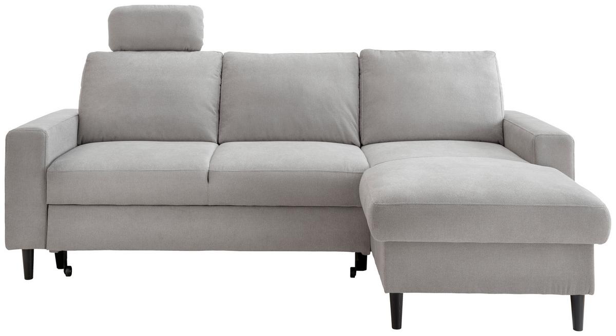 Eckschlafsofa Passione Grau S: 234x147 cm - Schwarz/Grau, MODERN, Textil (234/147cm) - Livetastic