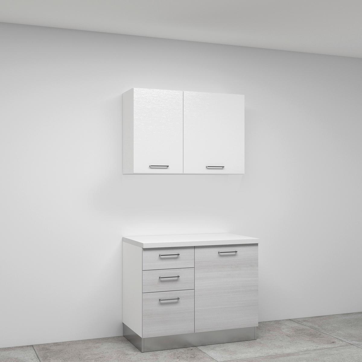 Küchenzeile Calliope Mit Geräte 270 Cm Weiß - Eukalyptusholzfarben/Alufarben, LIFESTYLE, Holzwerkstoff/Kunststoff (270cm) - MID.YOU