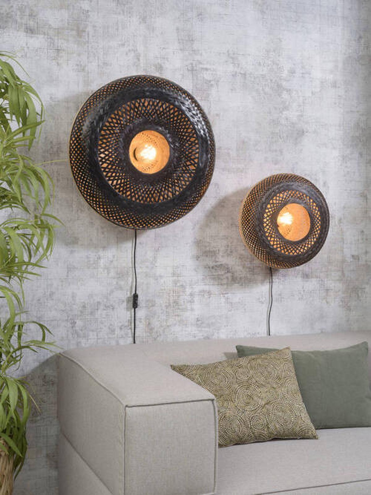 Wandleuchte Palawan Schwarz B: 40 Cm - Schwarz, Trend, Holz (15/40/40cm) - Good & Mojo