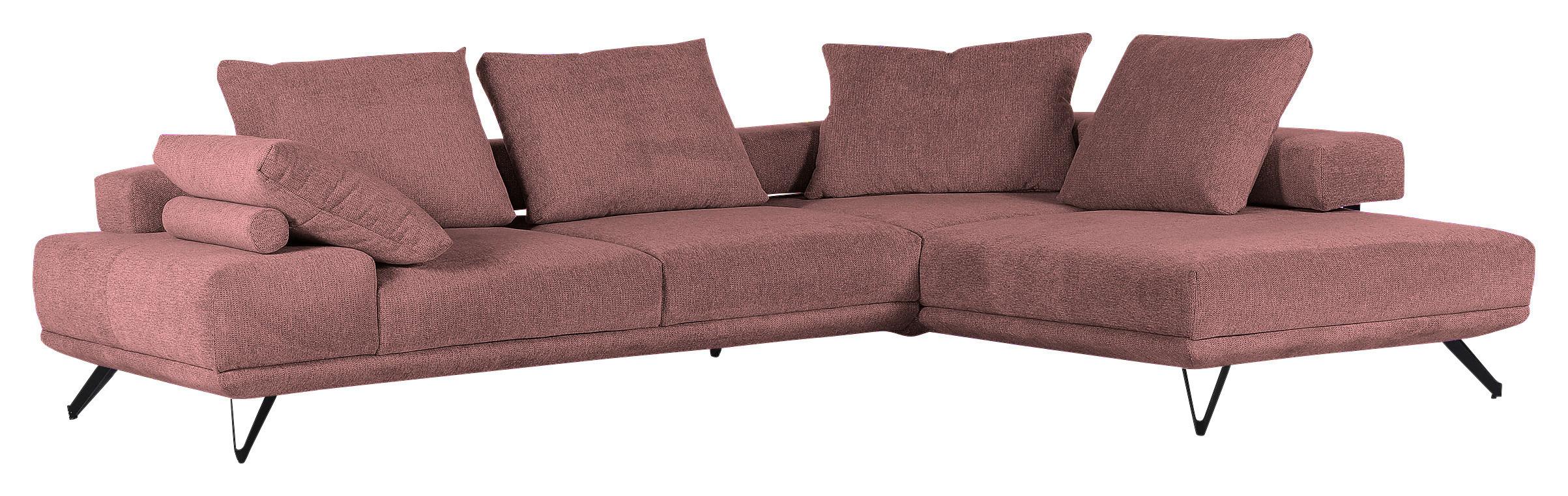 Ecksofa Bolzano - Schwarz/Altrosa, KONVENTIONELL, Textil (310/240cm) - MID.YOU