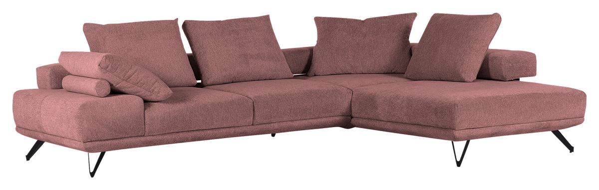 Ecksofa Bolzano - Schwarz/Altrosa, KONVENTIONELL, Textil (310/240cm) - MID.YOU