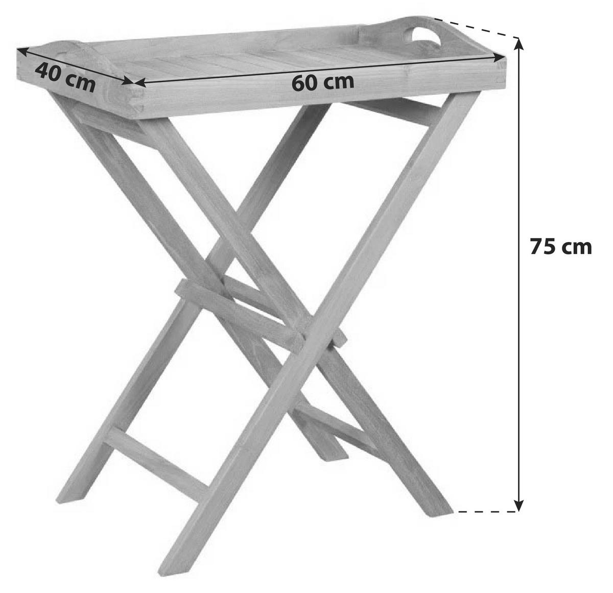Gartentisch Klappbar Woodie Echtholz B: 40 cm - Teakfarben, Basics, Holz (40/75/60cm) - Gardenson