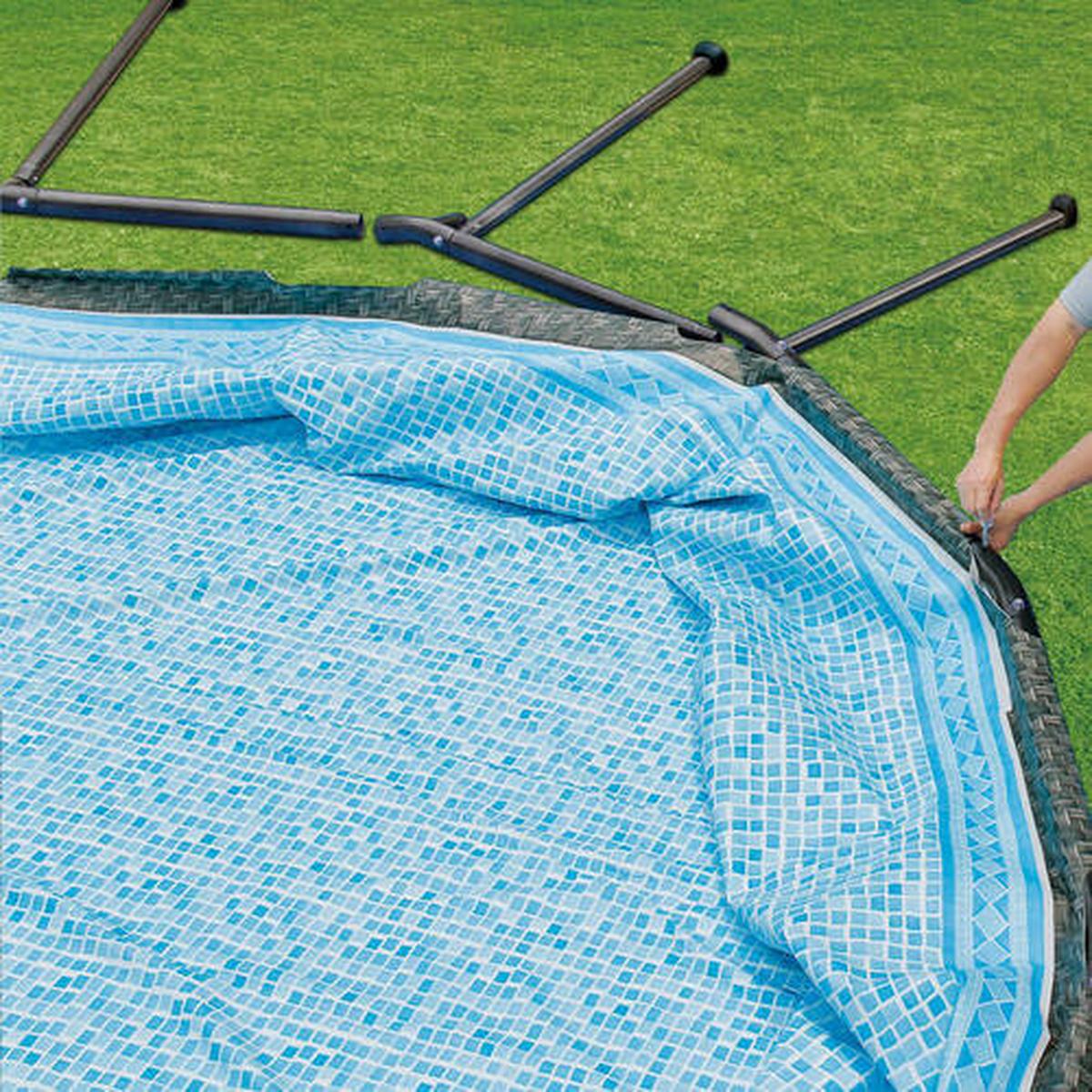 Aufstellpool Rund mit Leiter D: 549 cm - Grau, KONVENTIONELL, Kunststoff (549/132cm)