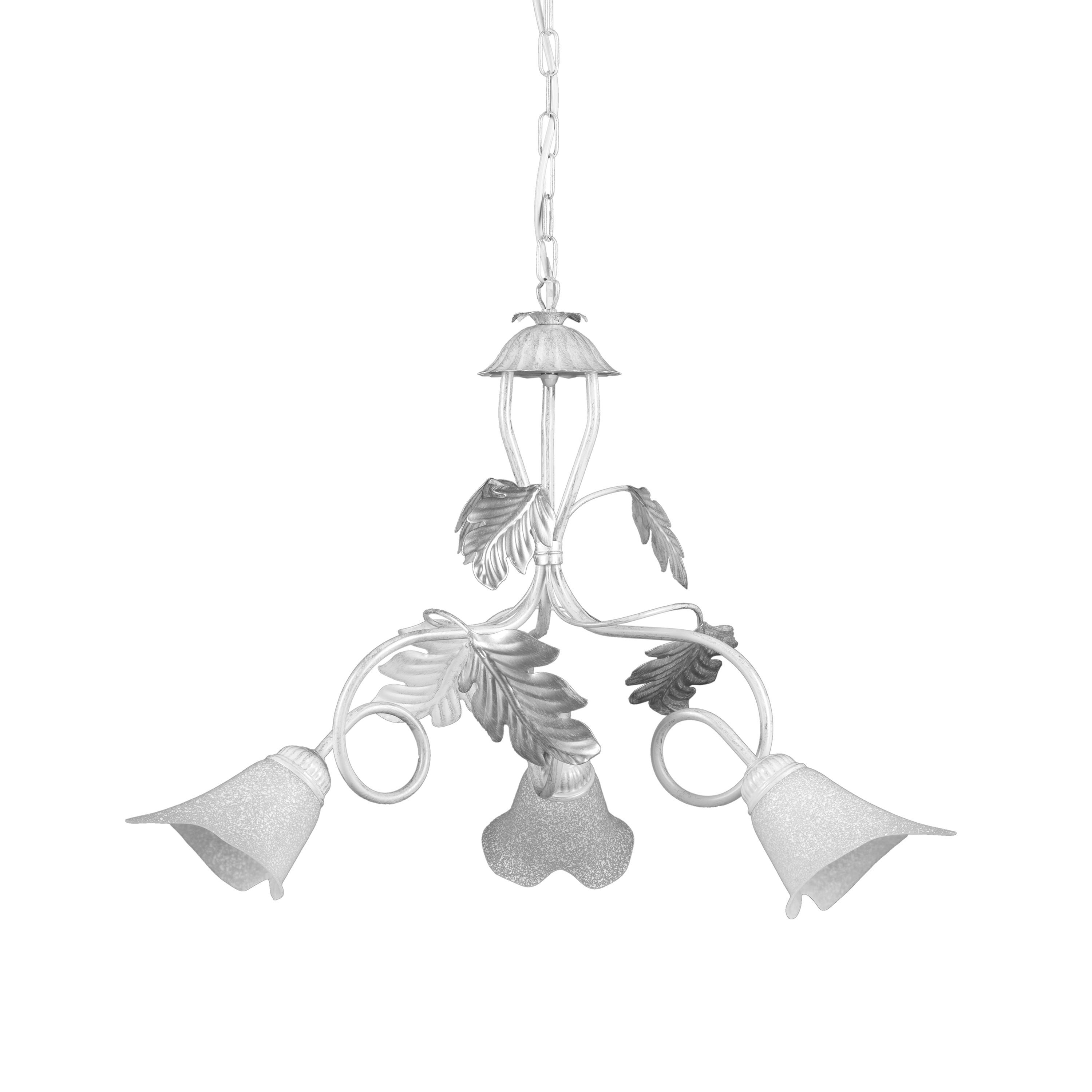 Kronleuchter 4836/3 - Silberfarben/Weiß, KONVENTIONELL, Glas/Metall (60/110cm)