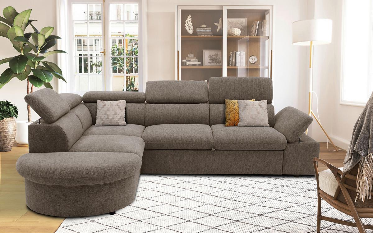 Ecksofa Firenze - Schwarz/Braun, Basics, Textil (219/265cm) - MID.YOU